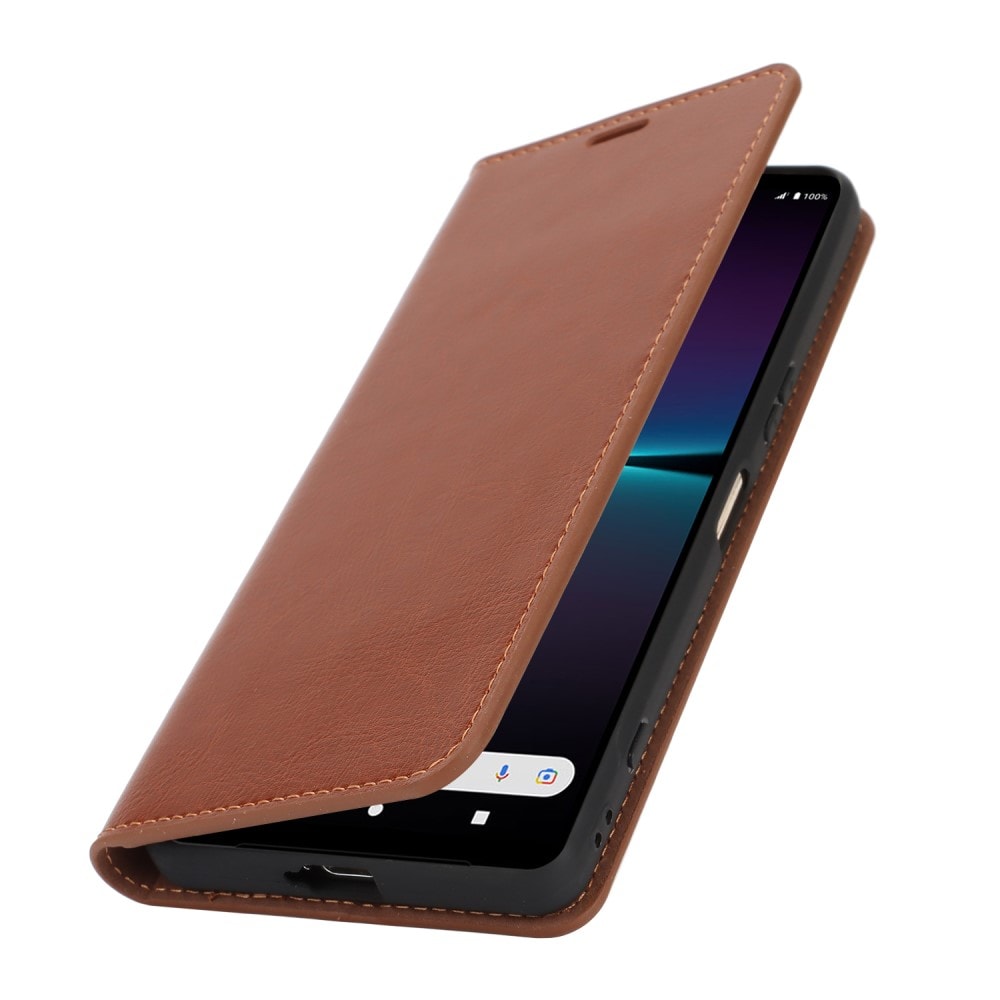 Sony Xperia 1 VI Smidigt mobilfodral i äkta läder, Brun