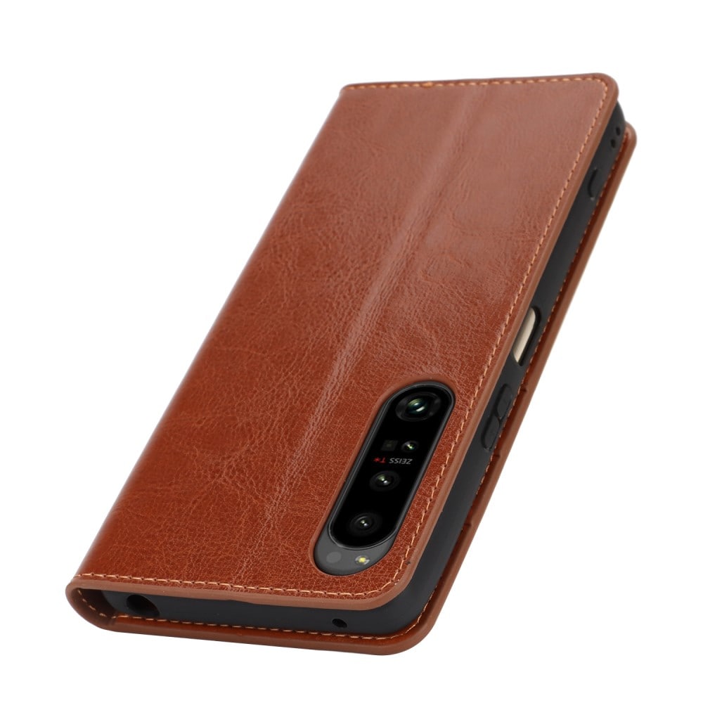 Sony Xperia 1 VI Smidigt mobilfodral i äkta läder, Brun
