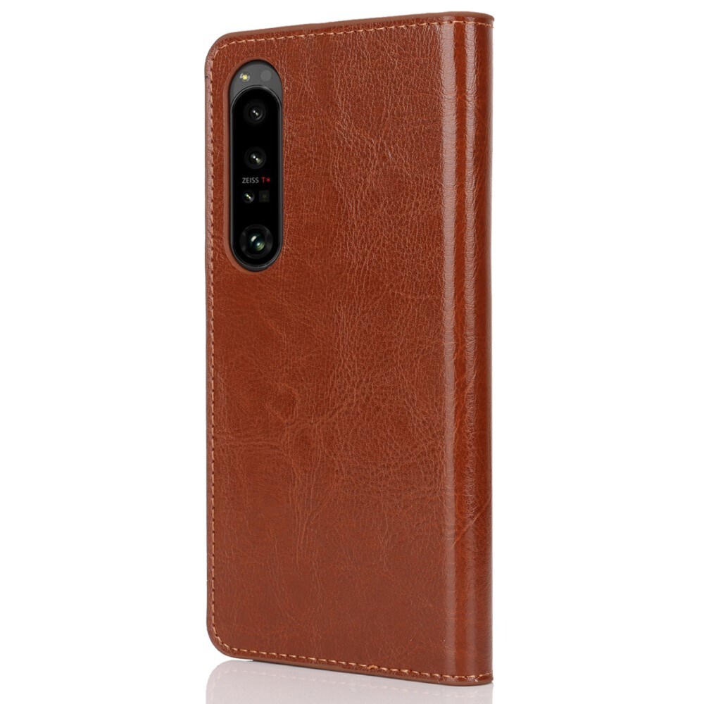 Sony Xperia 1 VI Smidigt mobilfodral i äkta läder, Brun
