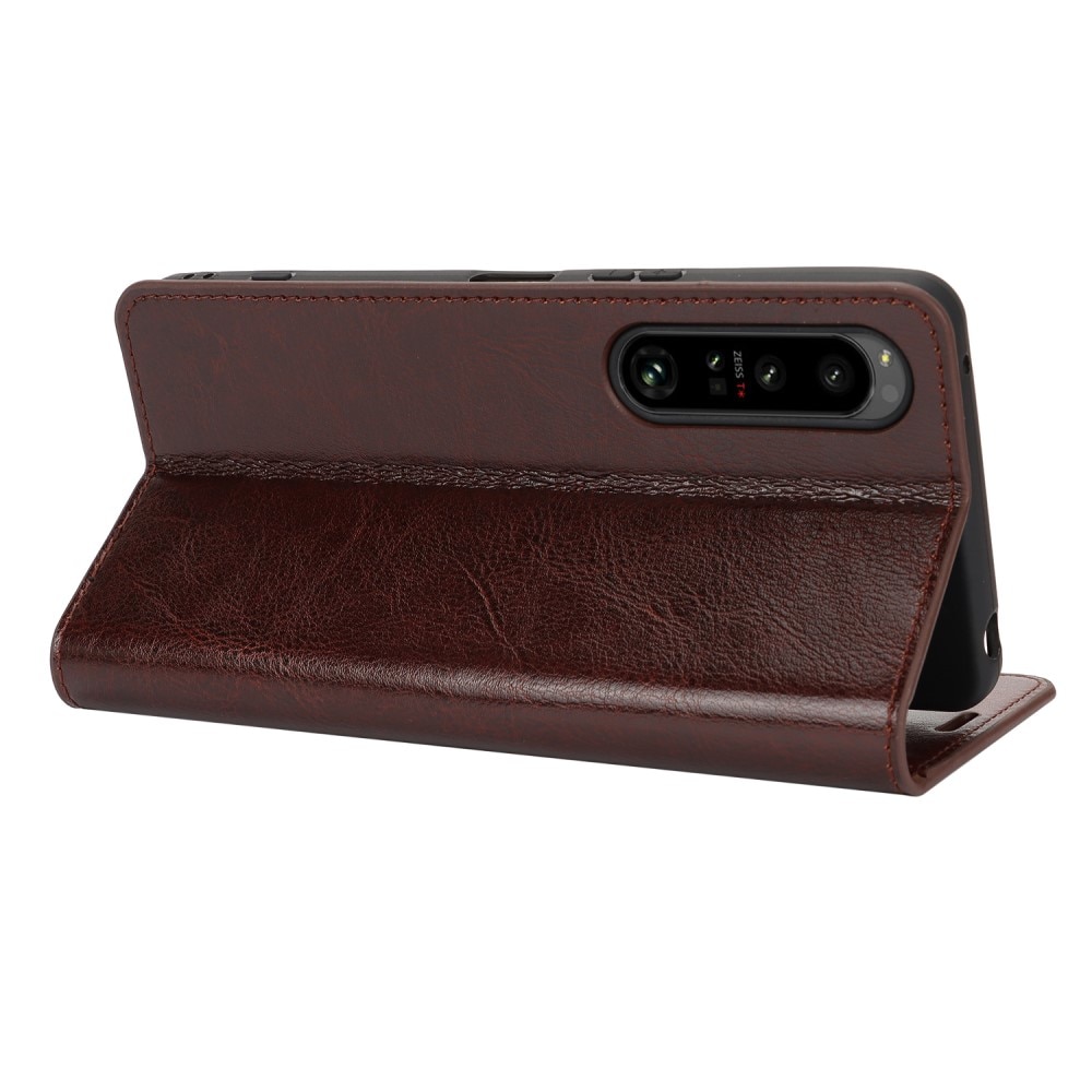 Sony Xperia 1 VI Smidigt mobilfodral i äkta läder, mörkbrun