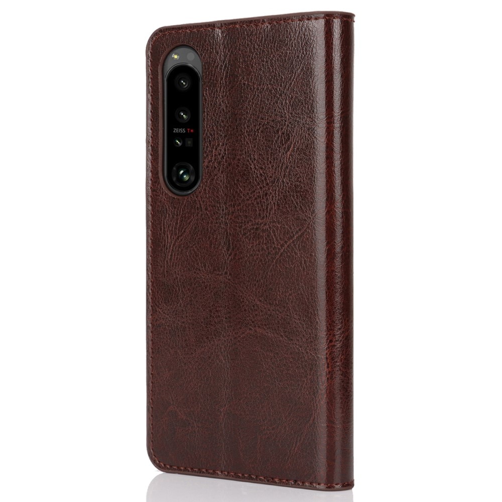 Sony Xperia 1 VI Smidigt mobilfodral i äkta läder, mörkbrun