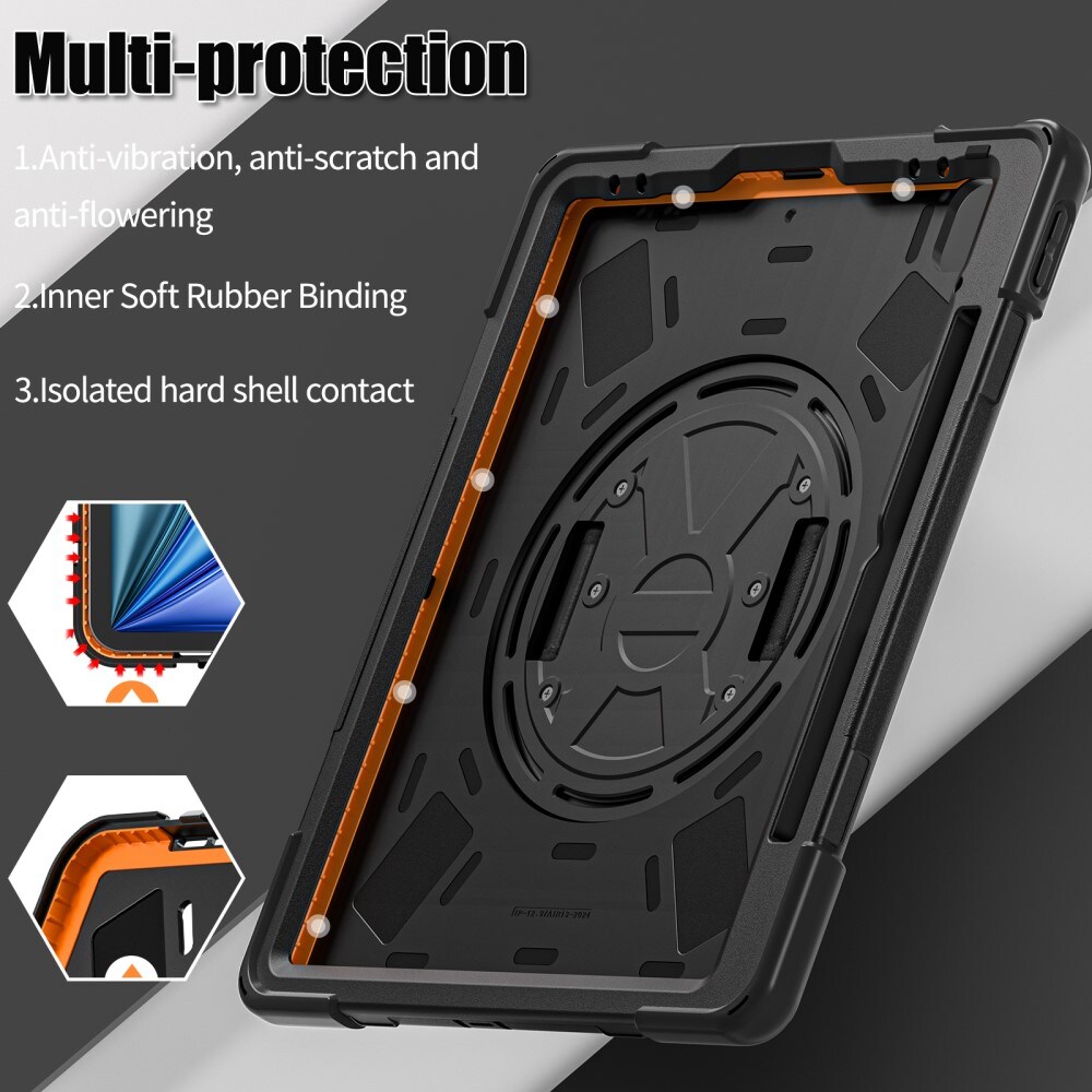 Apple iPad Air 13 2nd Gen (2025) Tufft hybridskal med axelrem Svart