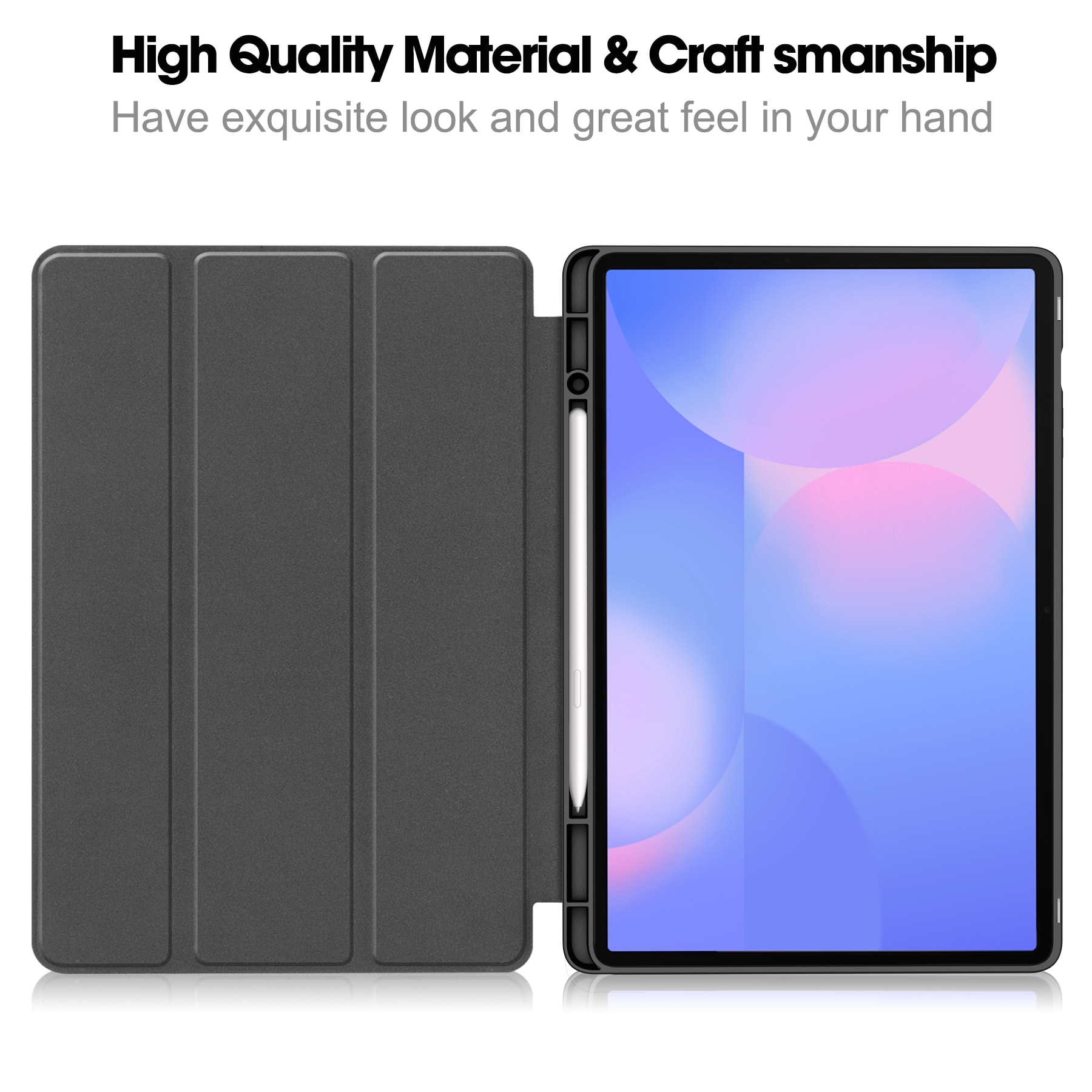 Samsung Galaxy Tab S10 FE Plus Tri-fold Fodral med pennhållare, Svart