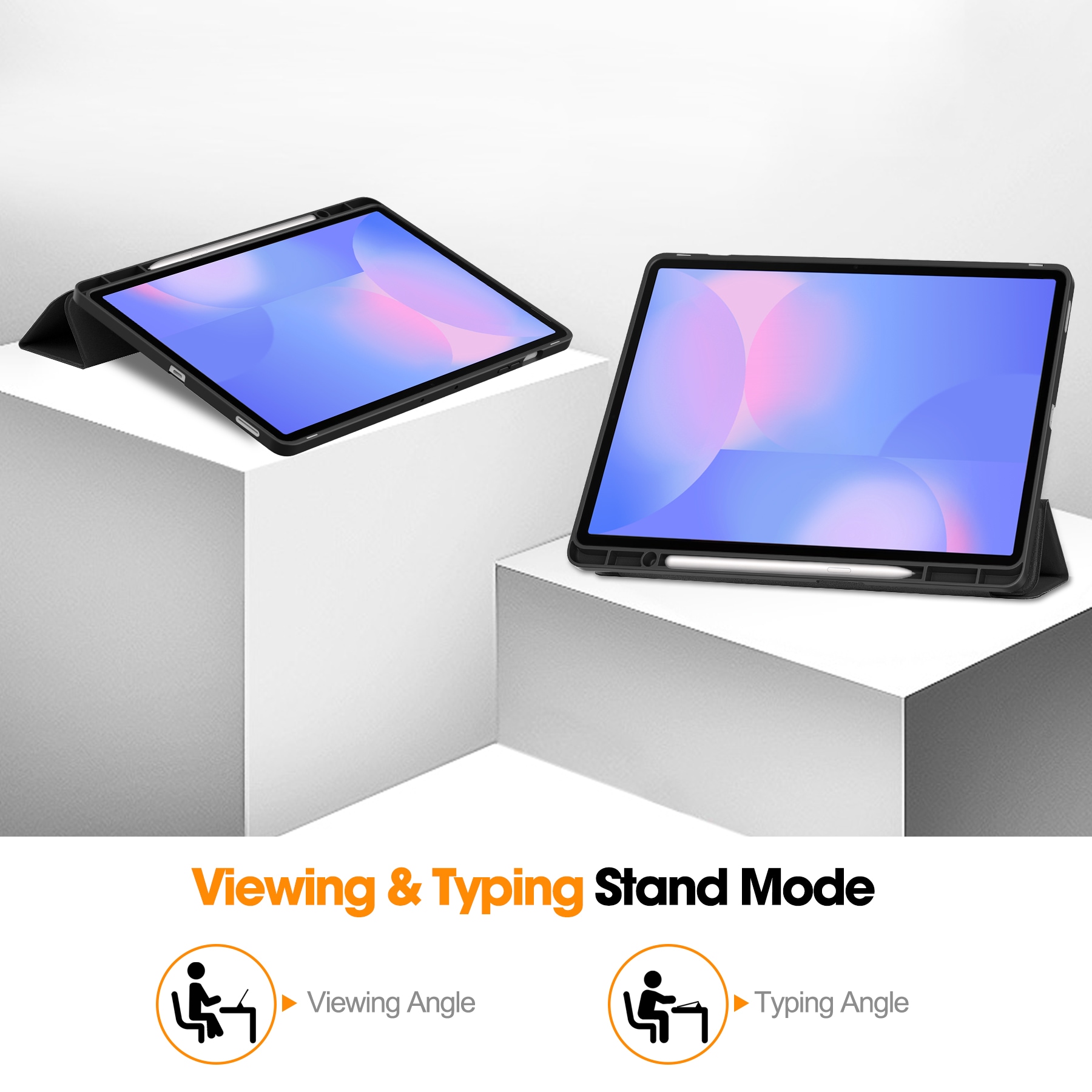 Samsung Galaxy Tab S10 FE Plus Tri-fold Fodral med pennhållare, Svart