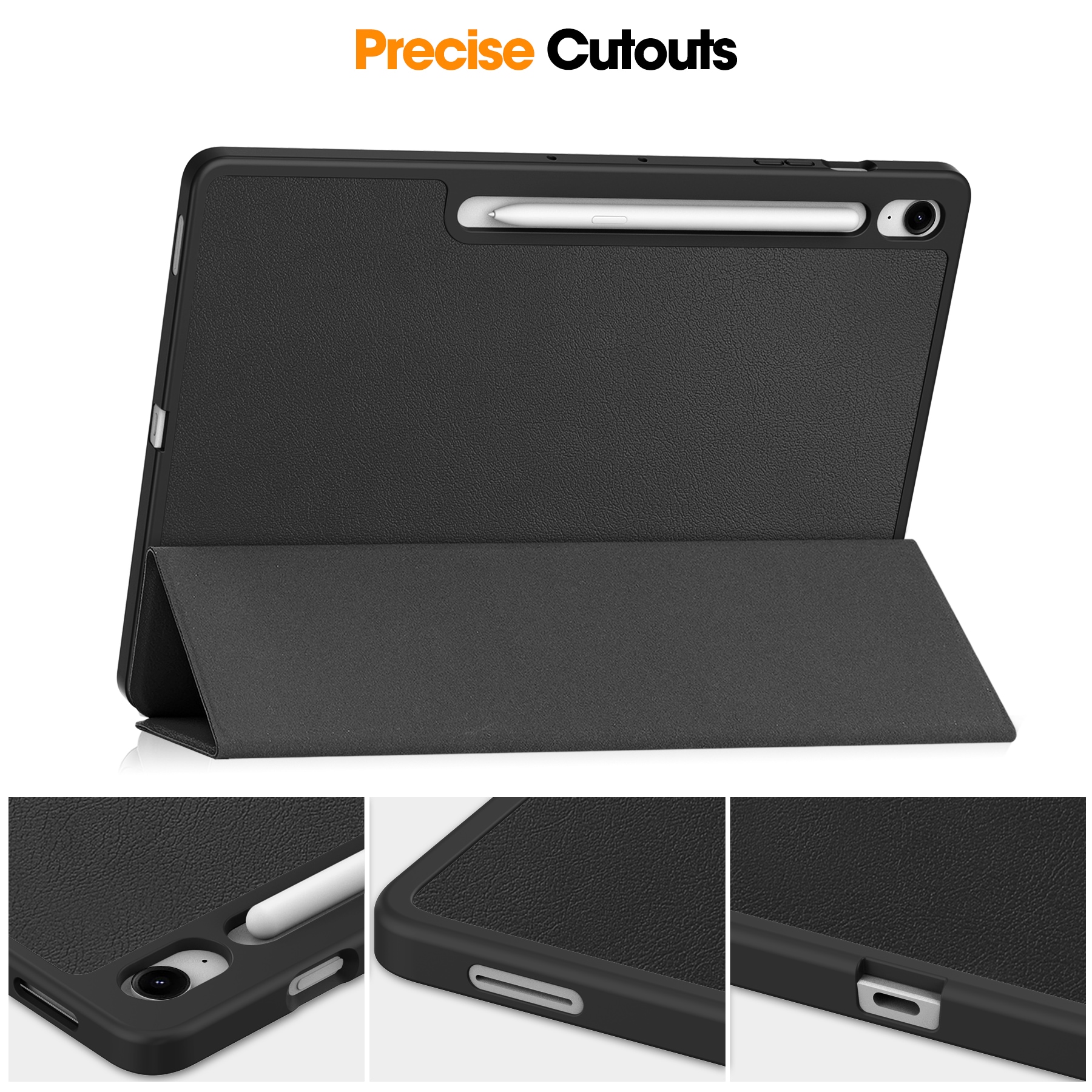 Samsung Galaxy Tab S10 FE Plus Tri-fold Fodral med pennhållare, Svart