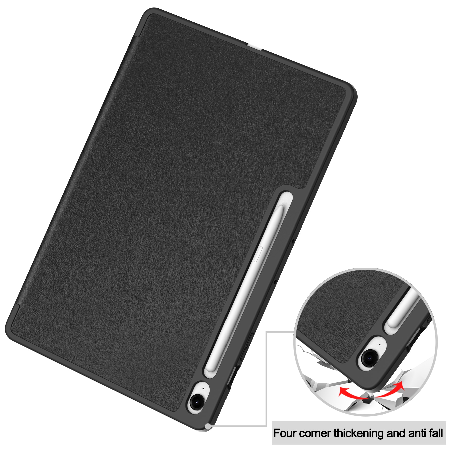 Samsung Galaxy Tab S10 FE Plus Tri-fold Fodral med pennhållare, Svart