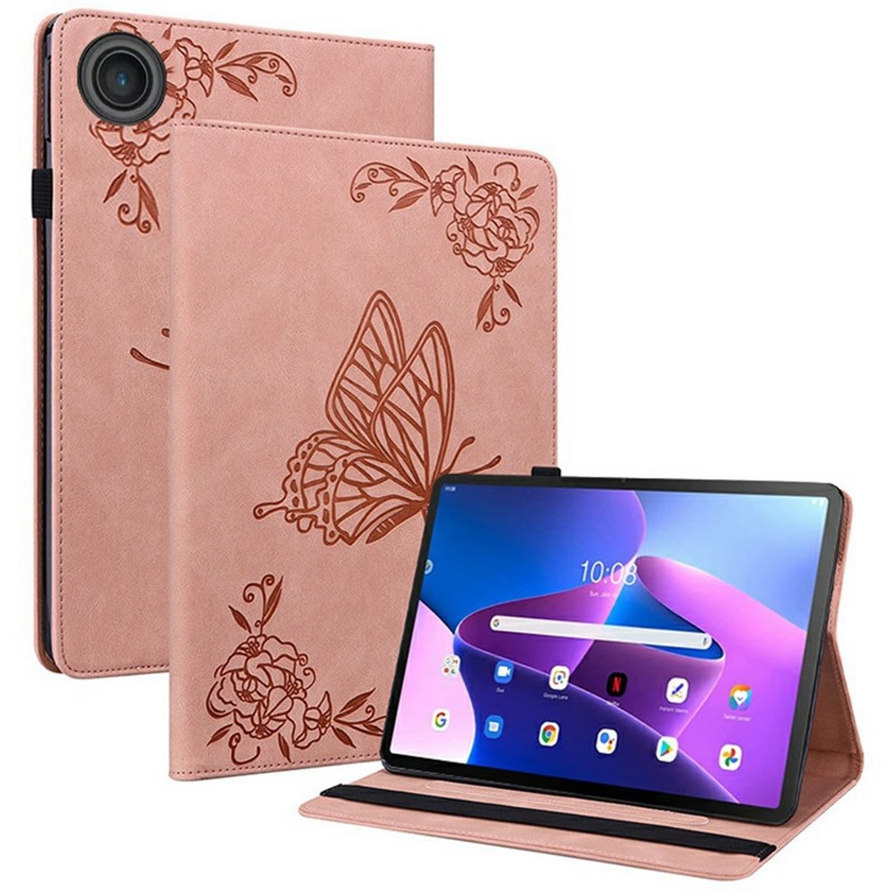  Lenovo Tab Fodral med fjärilar, Rosa