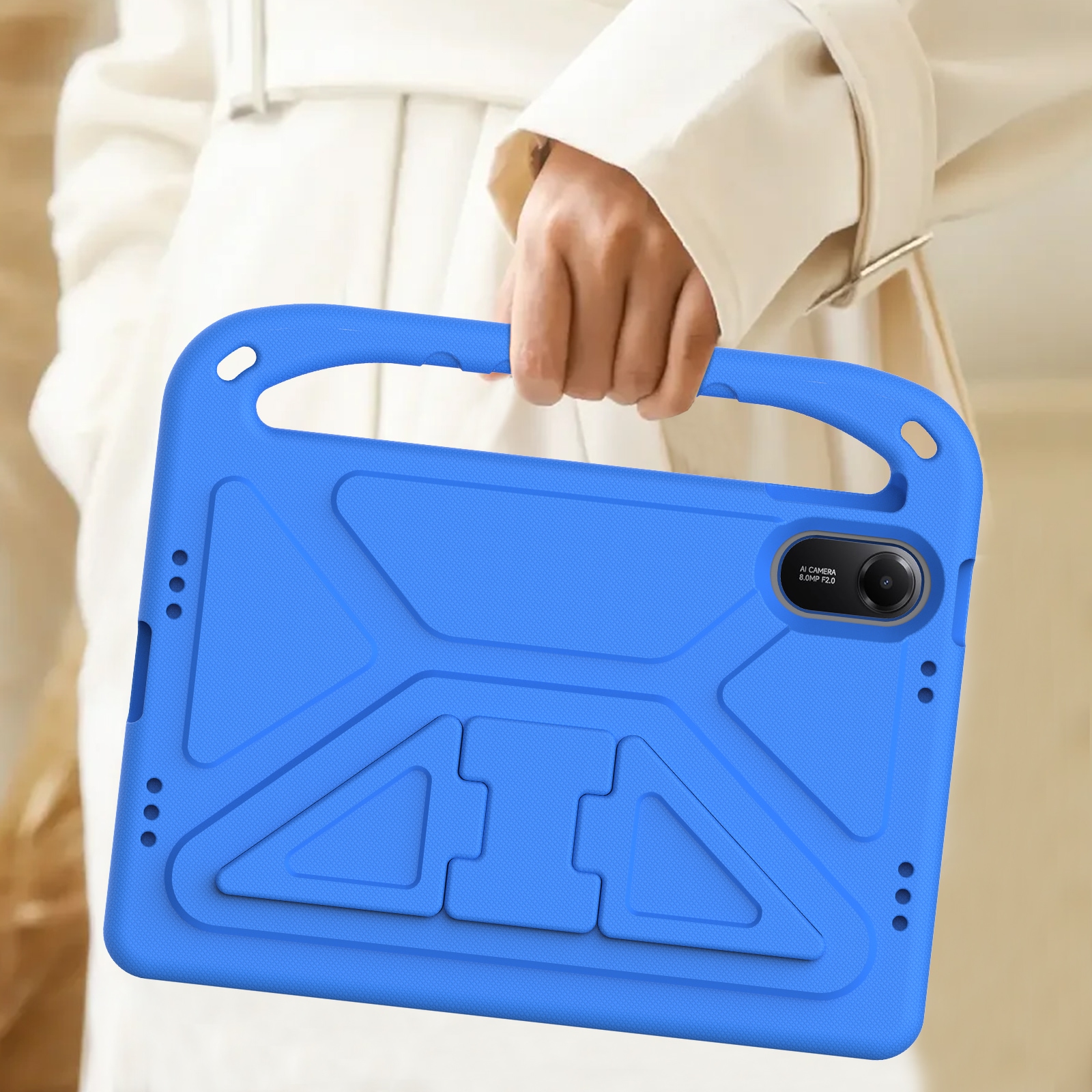 Xiaomi Redmi Pad 2 Stöttåligt skal/fodral med handtag - Perfekt för barn, Blå