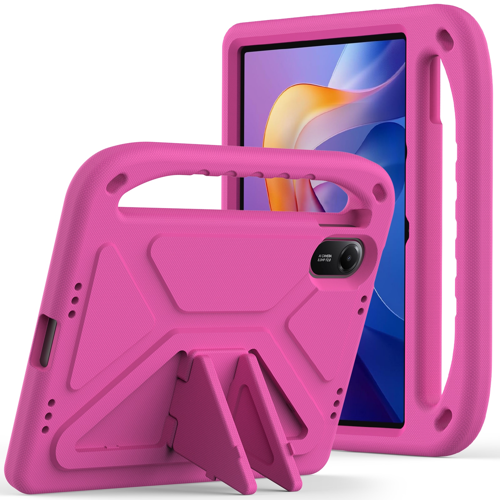 Xiaomi Redmi Pad 2 Stöttåligt skal/fodral med handtag - Perfekt för barn, Rosa