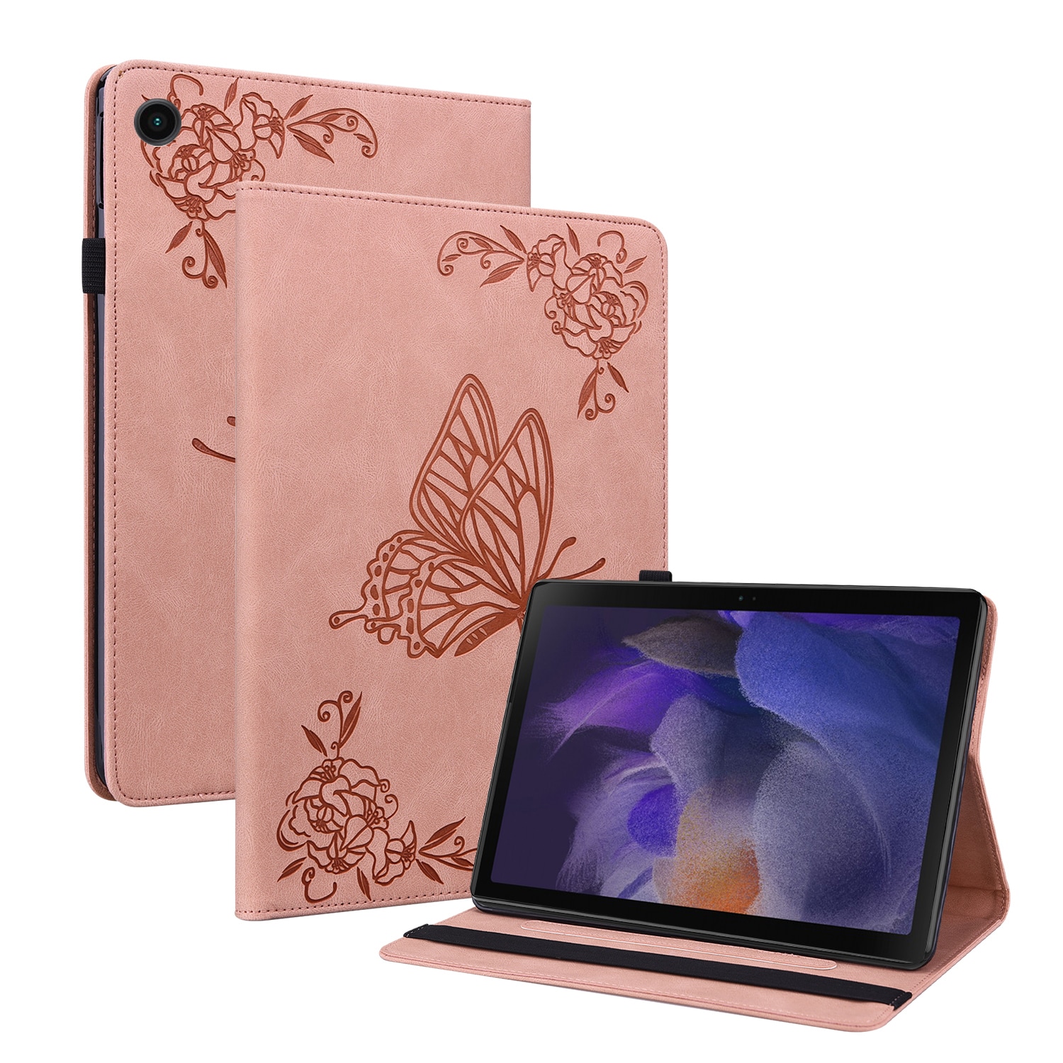 Samsung Galaxy Tab A11 Plus Fodral med fjärilar, Rosa