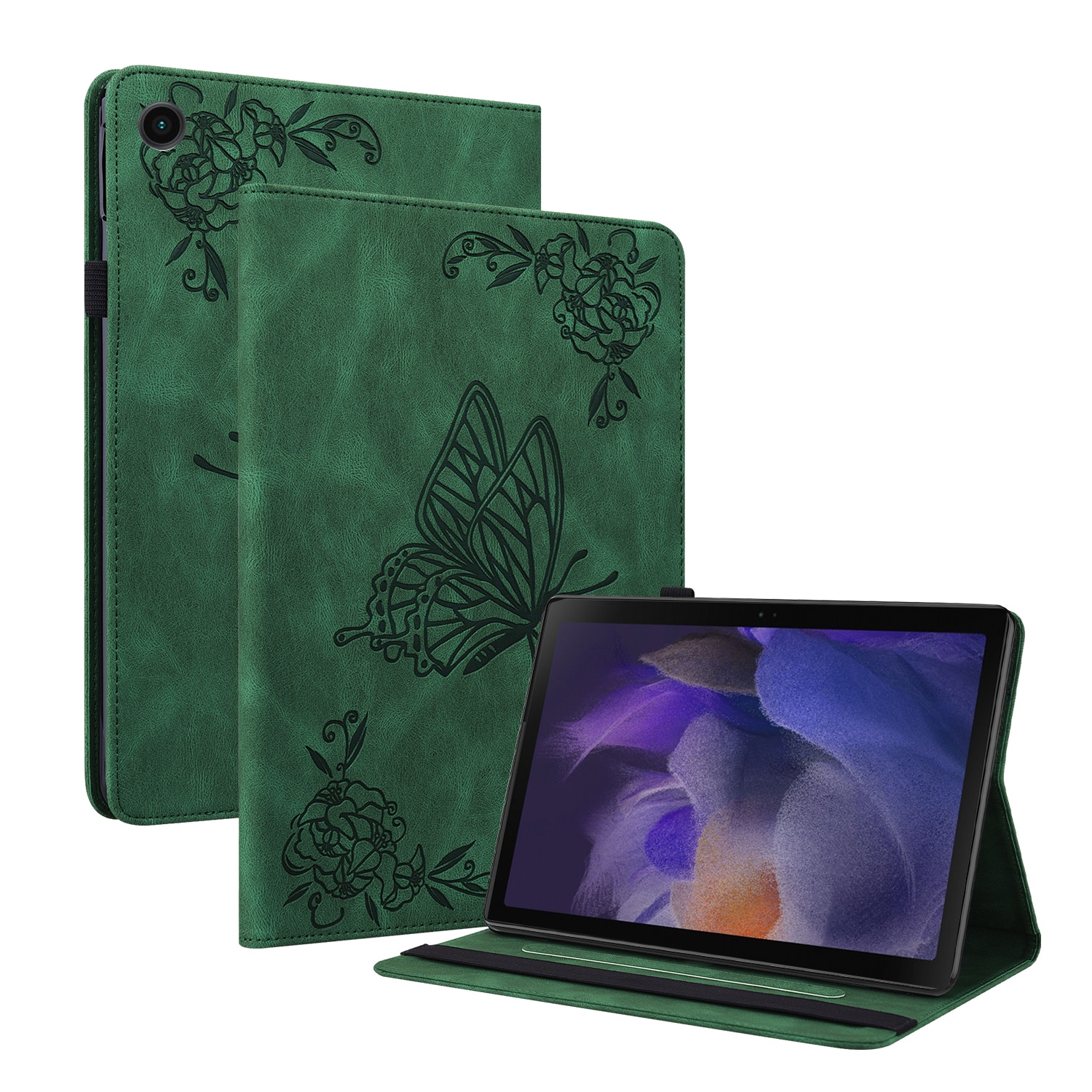 Samsung Galaxy Tab A11 Plus Fodral med fjärilar, Grön