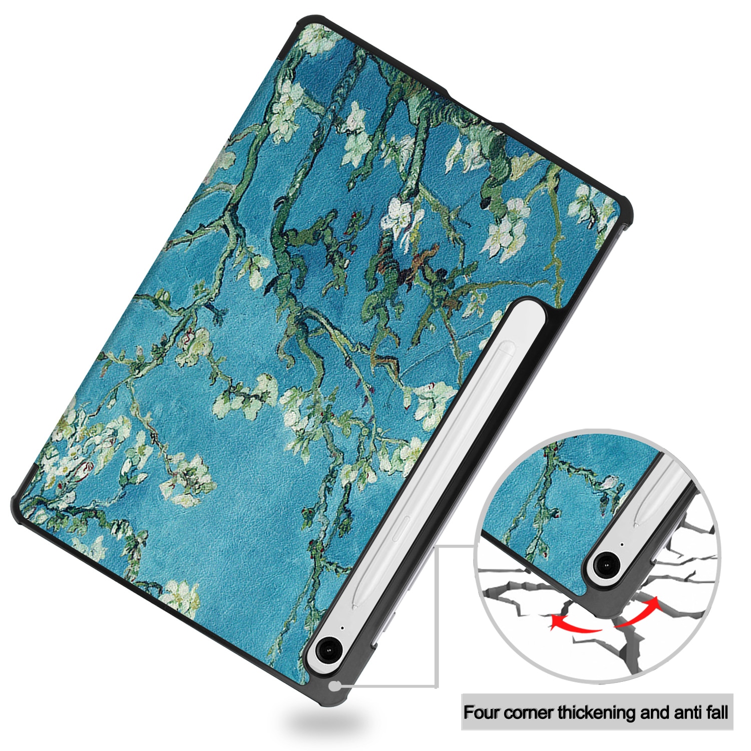 Samsung Galaxy S10 Lite Tri-Fold Fodral,  körsbärsblommor