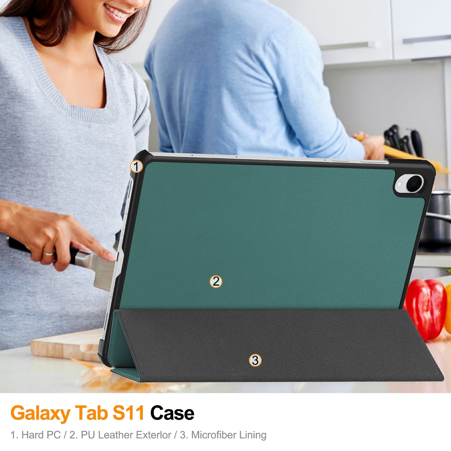 Samsung Galaxy Tab S11 Tri-Fold Fodral, Grön