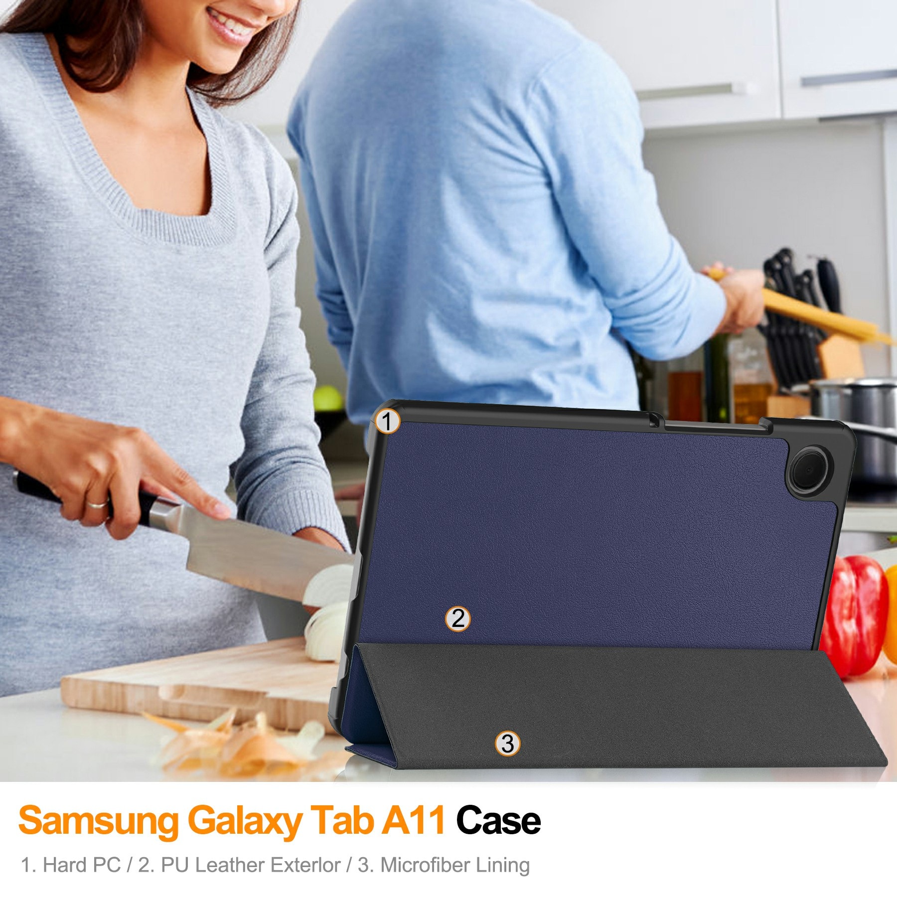 Samsung Galaxy Tab A11 Tri-Fold Fodral, Blå