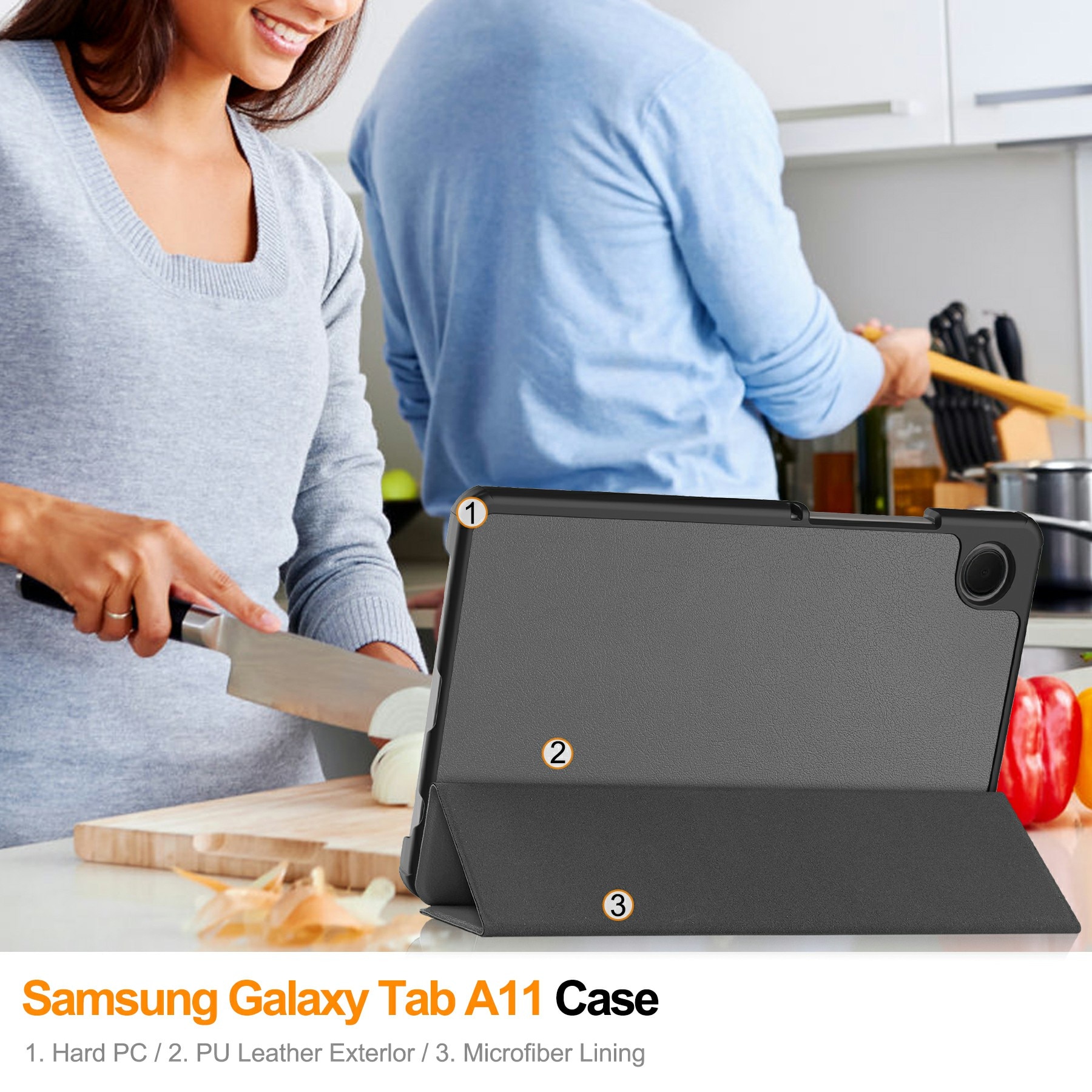 Samsung Galaxy Tab A11 Tri-Fold Fodral, Grå