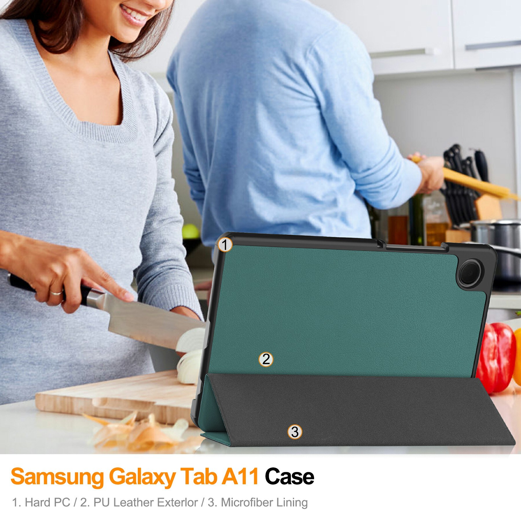 Samsung Galaxy Tab A11 Tri-Fold Fodral, Grön