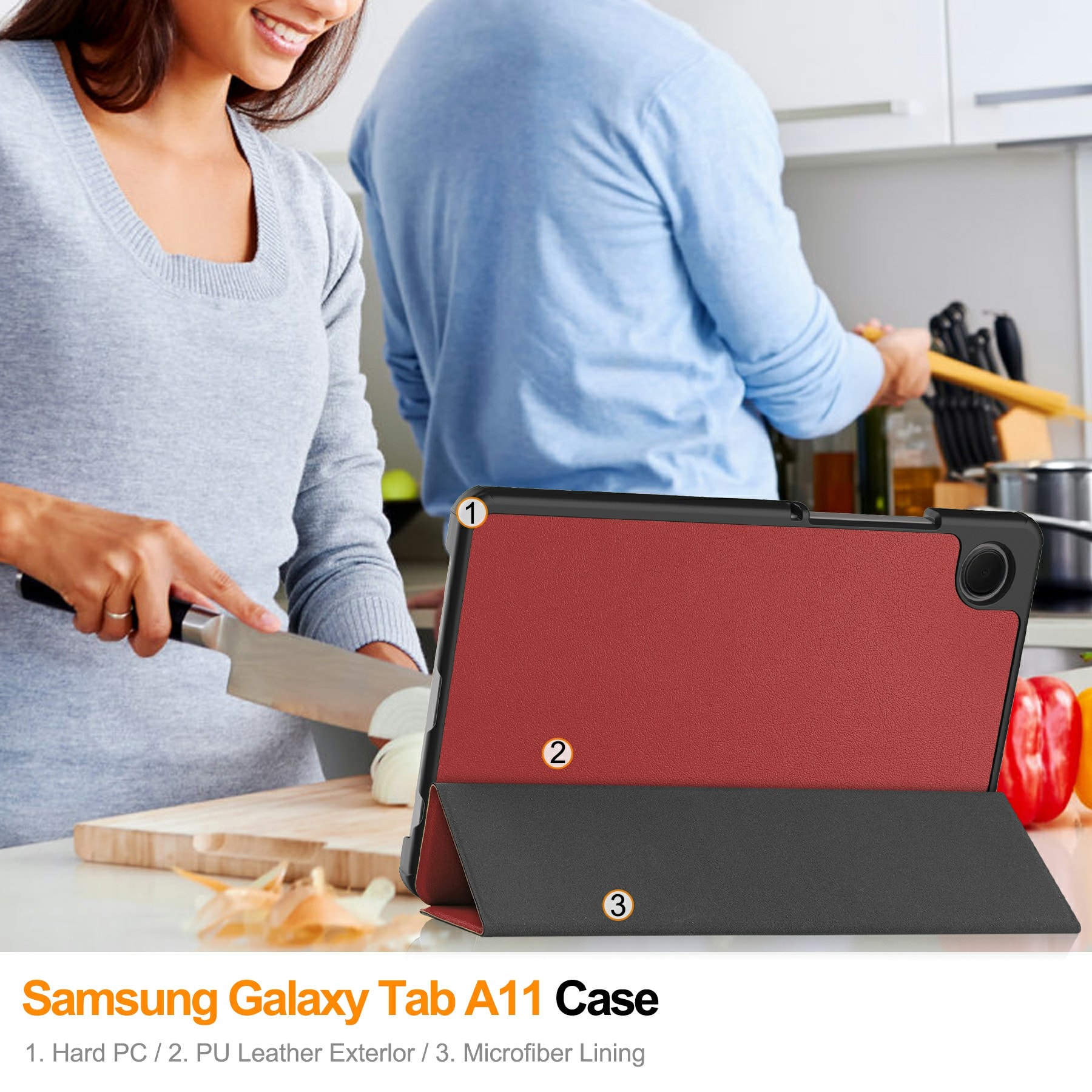 Samsung Galaxy Tab A11 Tri-Fold Fodral, Röd