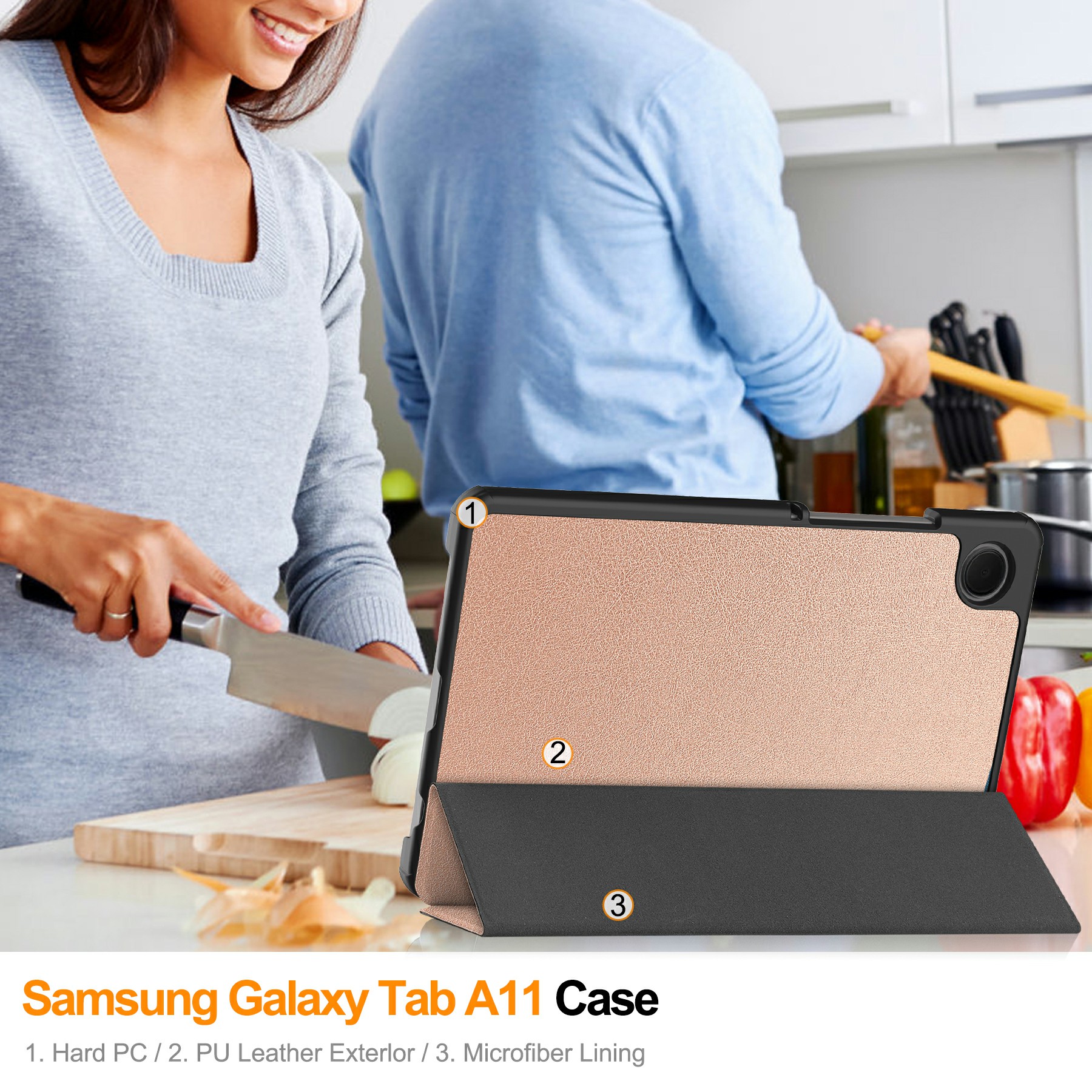 Samsung Galaxy Tab A11 Tri-Fold Fodral, Roséguld