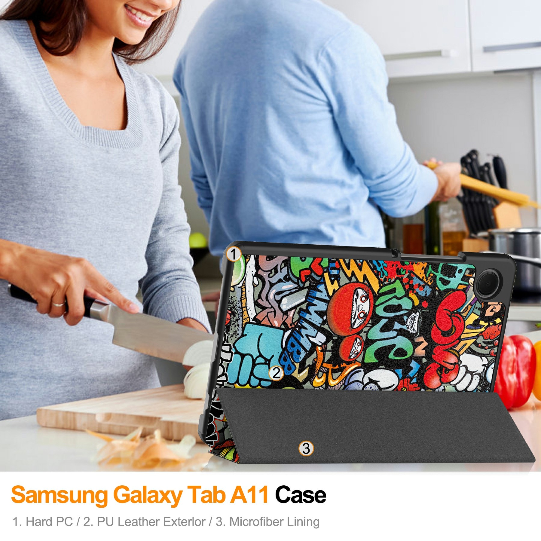 Samsung Galaxy Tab A11 Tri-Fold Fodral, Graffiti
