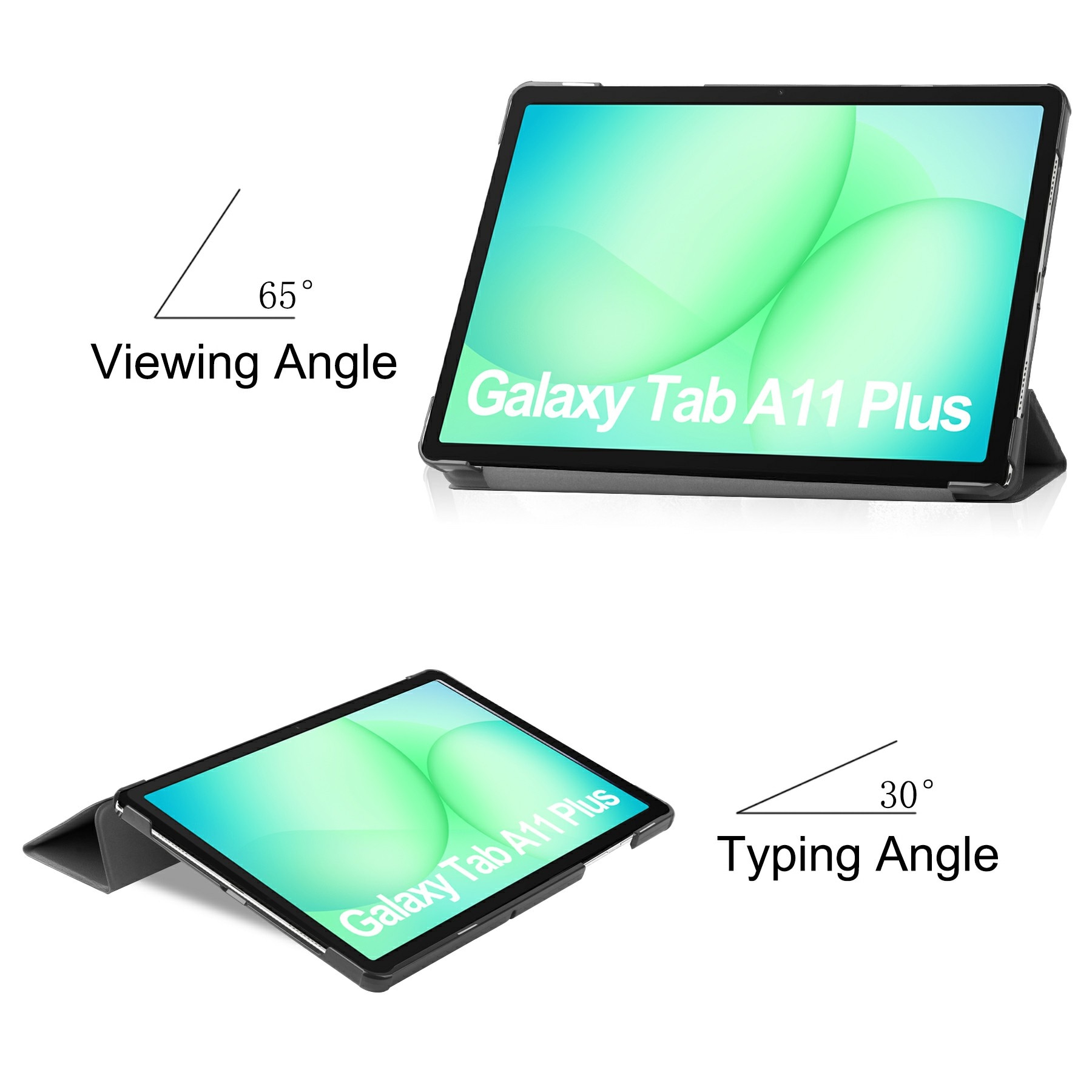 Samsung Galaxy Tab A11 Plus Tri-Fold Fodral, Svart