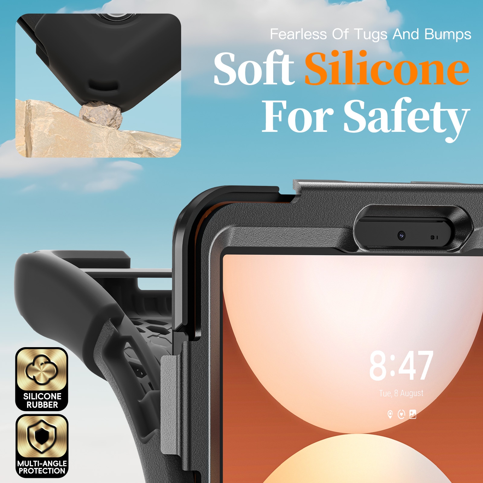 Samsung Galaxy Tab A11 Tufft hybridskal med axelrem Svart