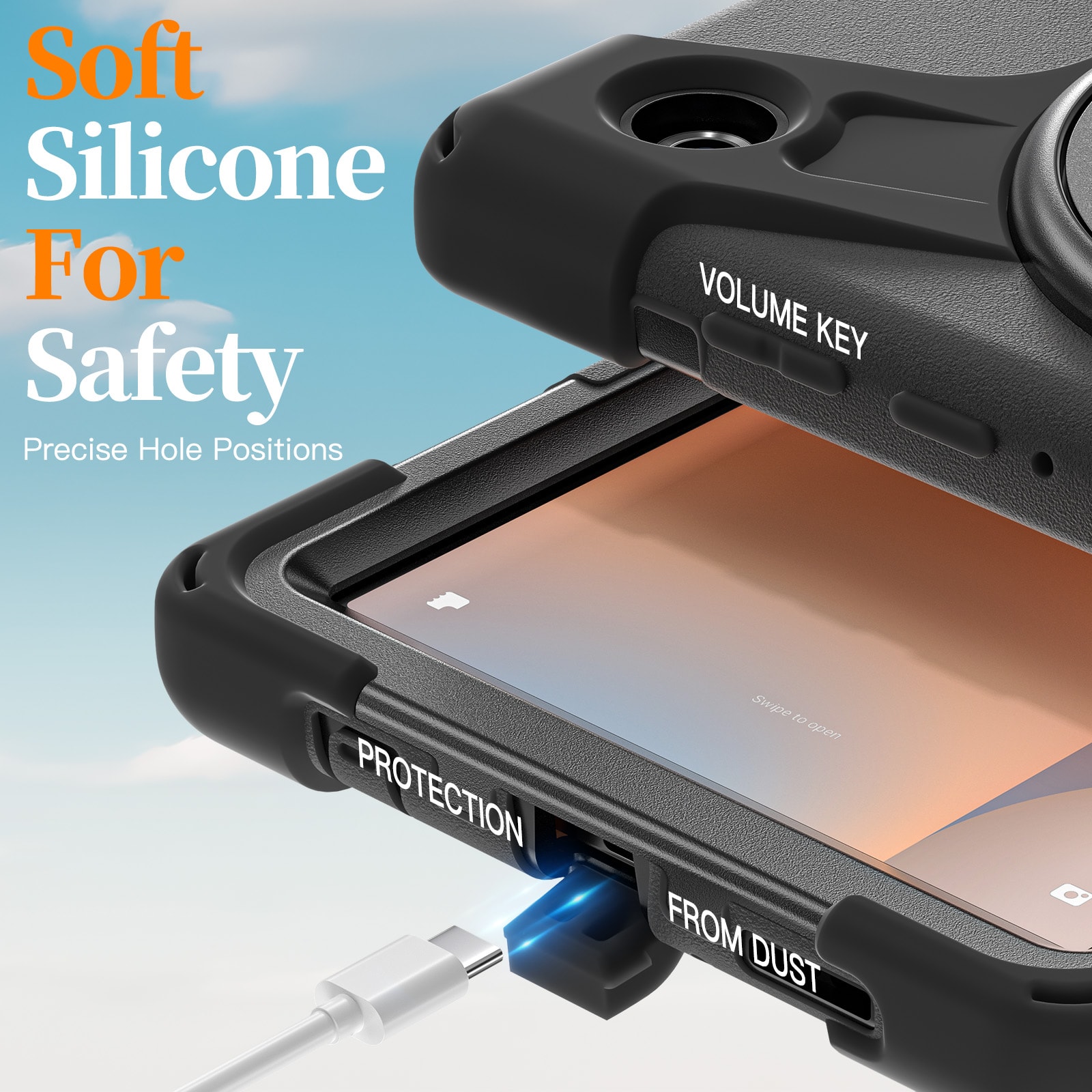 Samsung Galaxy Tab A11 Tufft hybridskal med axelrem Svart