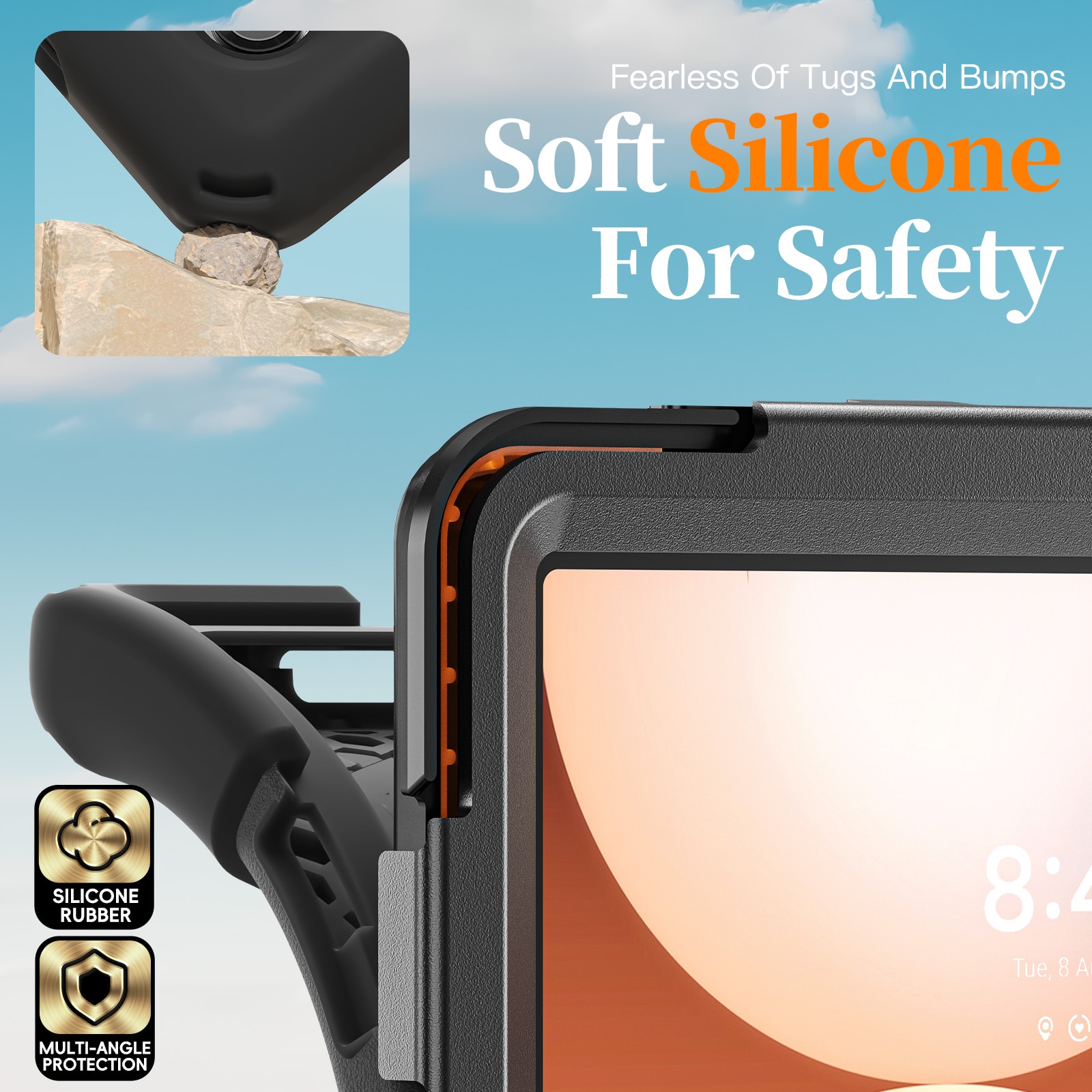 Samsung Galaxy Tab A11 Plus Tufft hybridskal med axelrem Svart