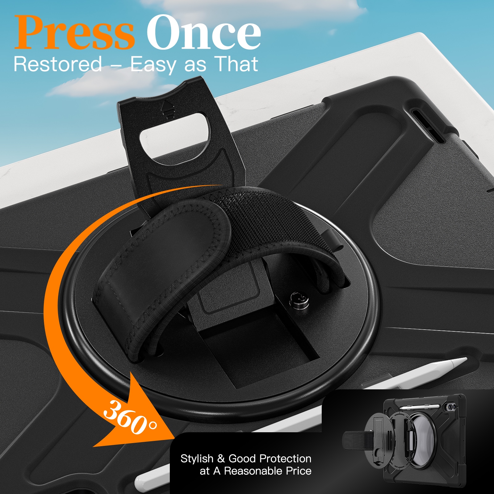 Samsung Galaxy Tab S11 Ultra Tufft hybridskal med axelrem Svart