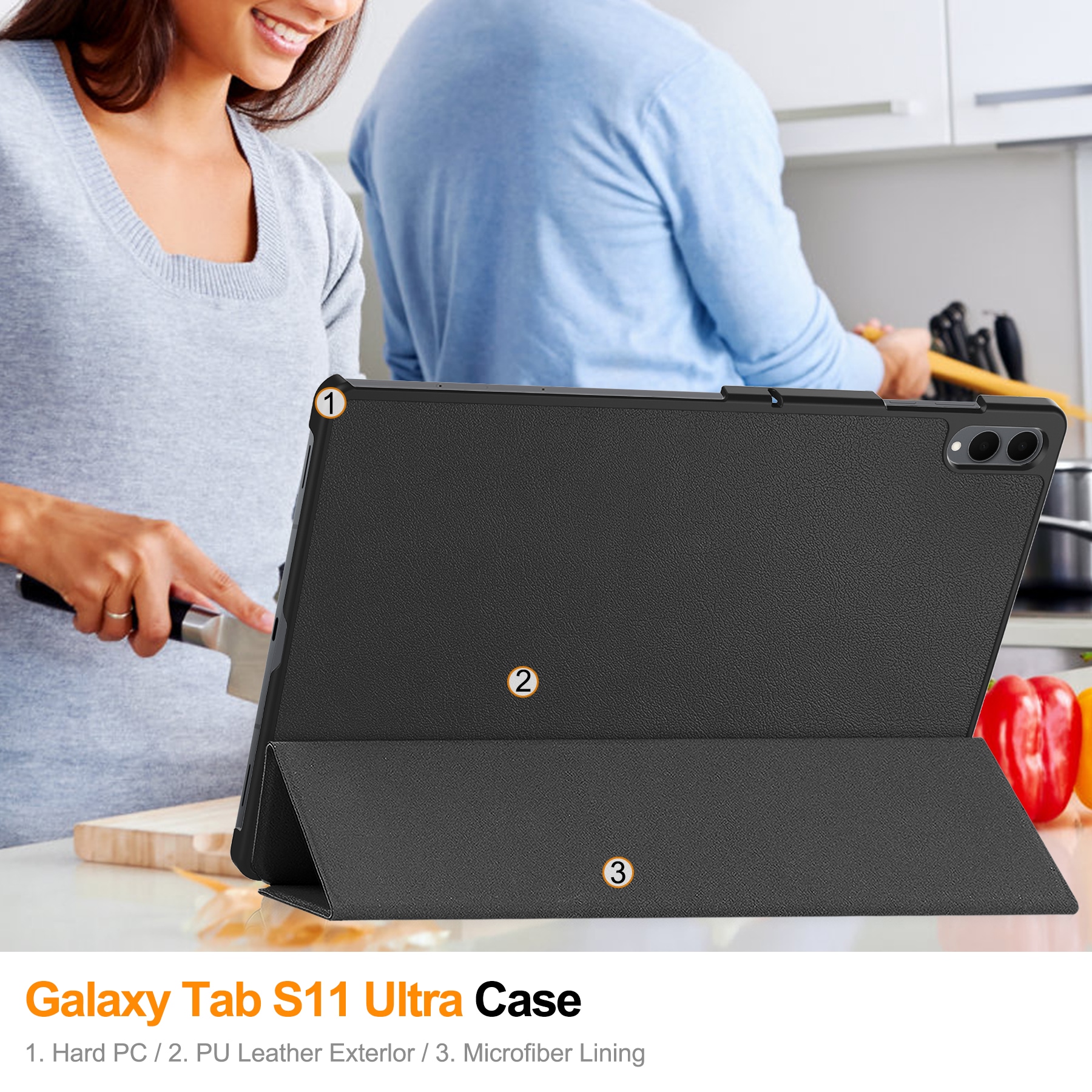 Samsung Galaxy Tab S11 Ultra Tri-Fold Fodral, Svart