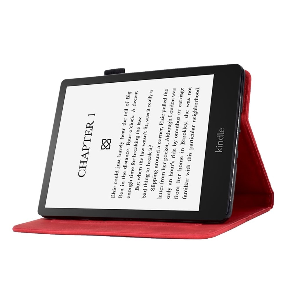 Amazon Kindle Paperwhite Signature Edition (2023) Snyggt fodral med kortfack, röd