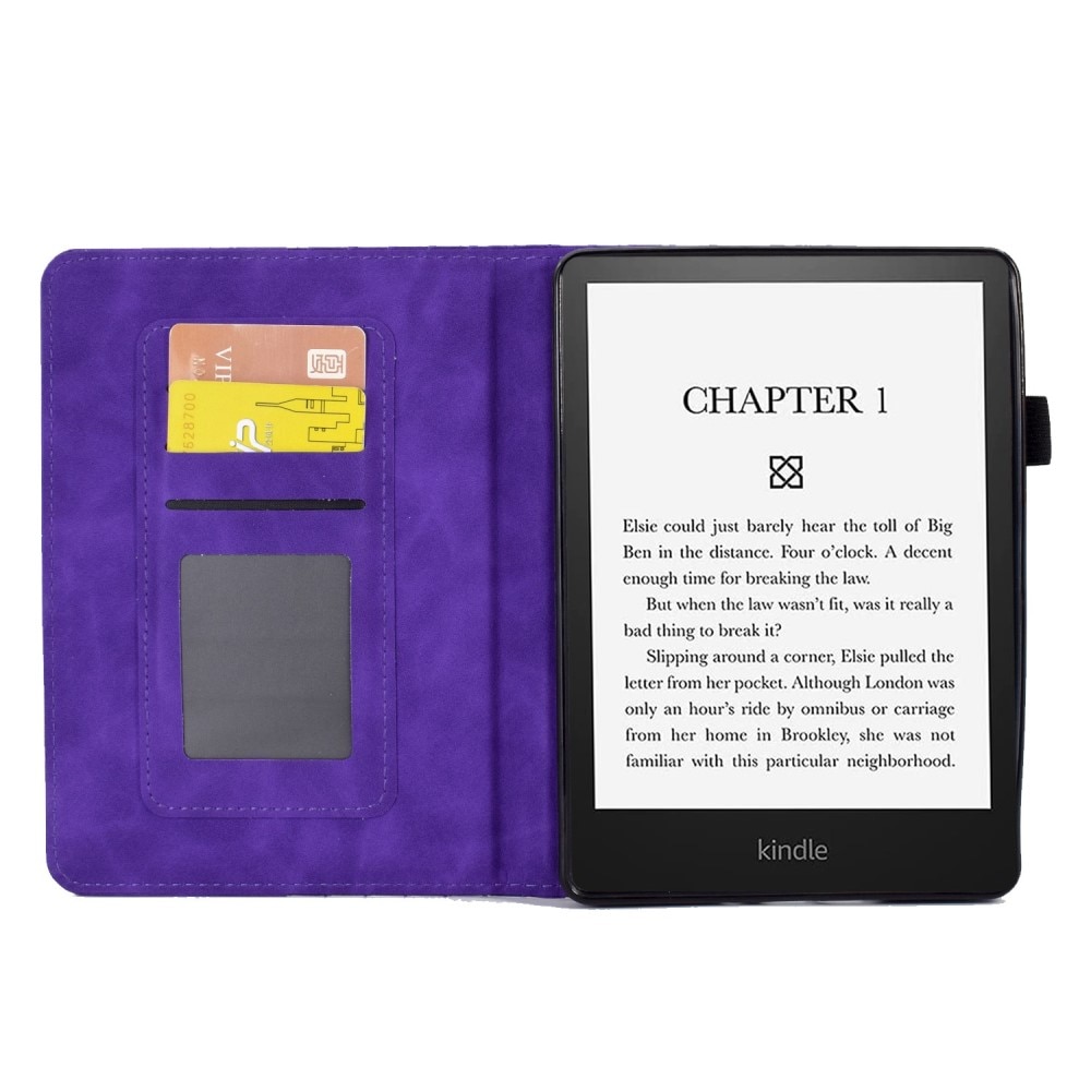 Amazon Kindle Paperwhite Signature Edition (2023) Snyggt fodral med kortfack, lila