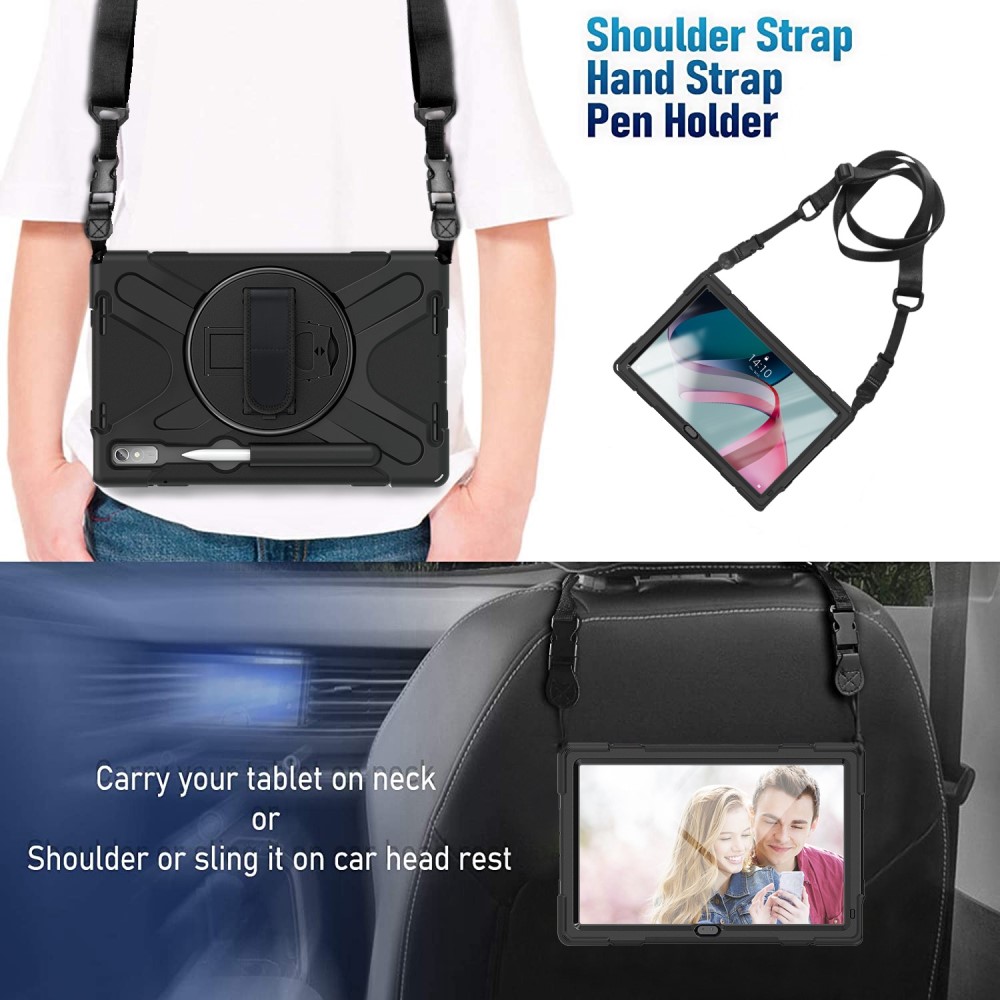 Lenovo Tab P11 Pro (2nd Gen) Tufft hybridskal med axelrem Svart