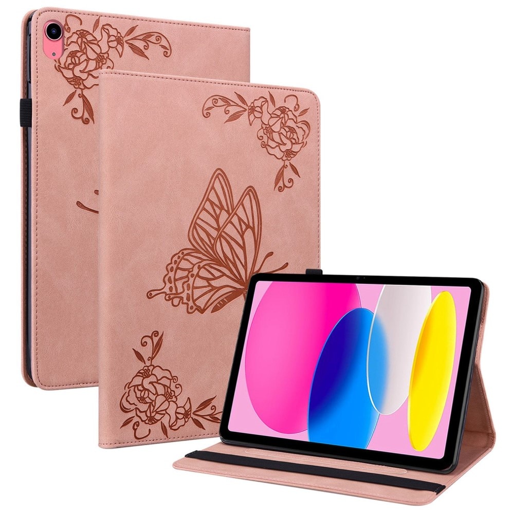 iPad 10.9 10th Gen (2022) rosa Fodral med fjärilar, rosa
