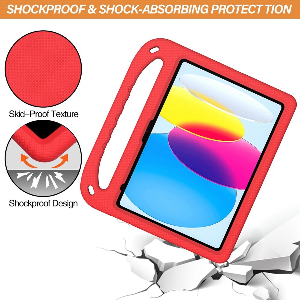 Apple iPad 10.9 10th Gen (2022) Stöttåligt skal/fodral med handtag - Perfekt för barn, Röd