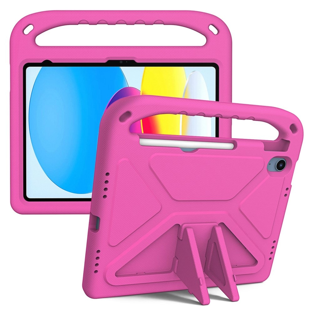 iPad 10.9 10th Gen (2022) Stöttåligt skal/fodral med handtag - Perfekt för barn, rosa