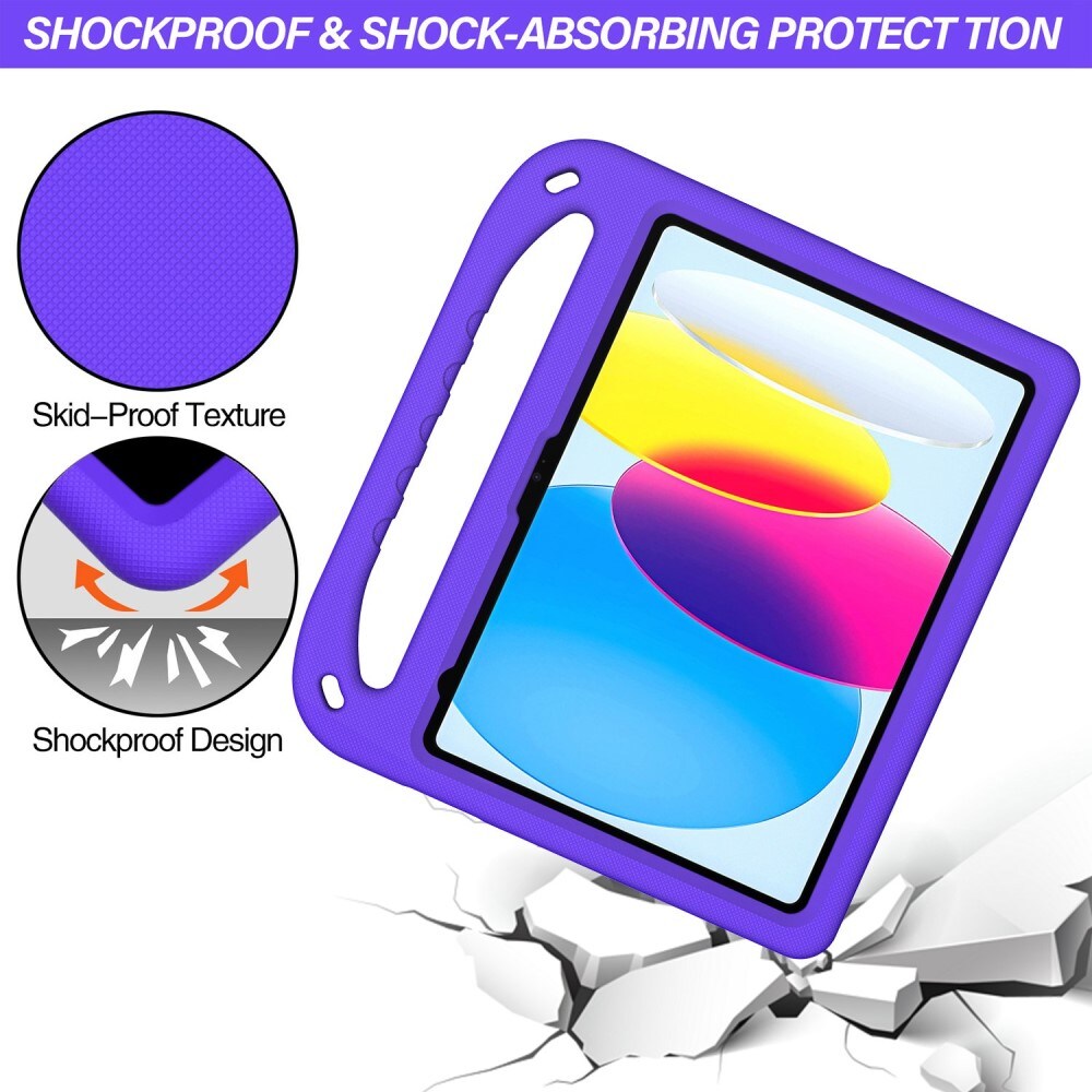 Apple iPad 10.9 10th Gen (2022) Stöttåligt skal/fodral med handtag - Perfekt för barn, Lila