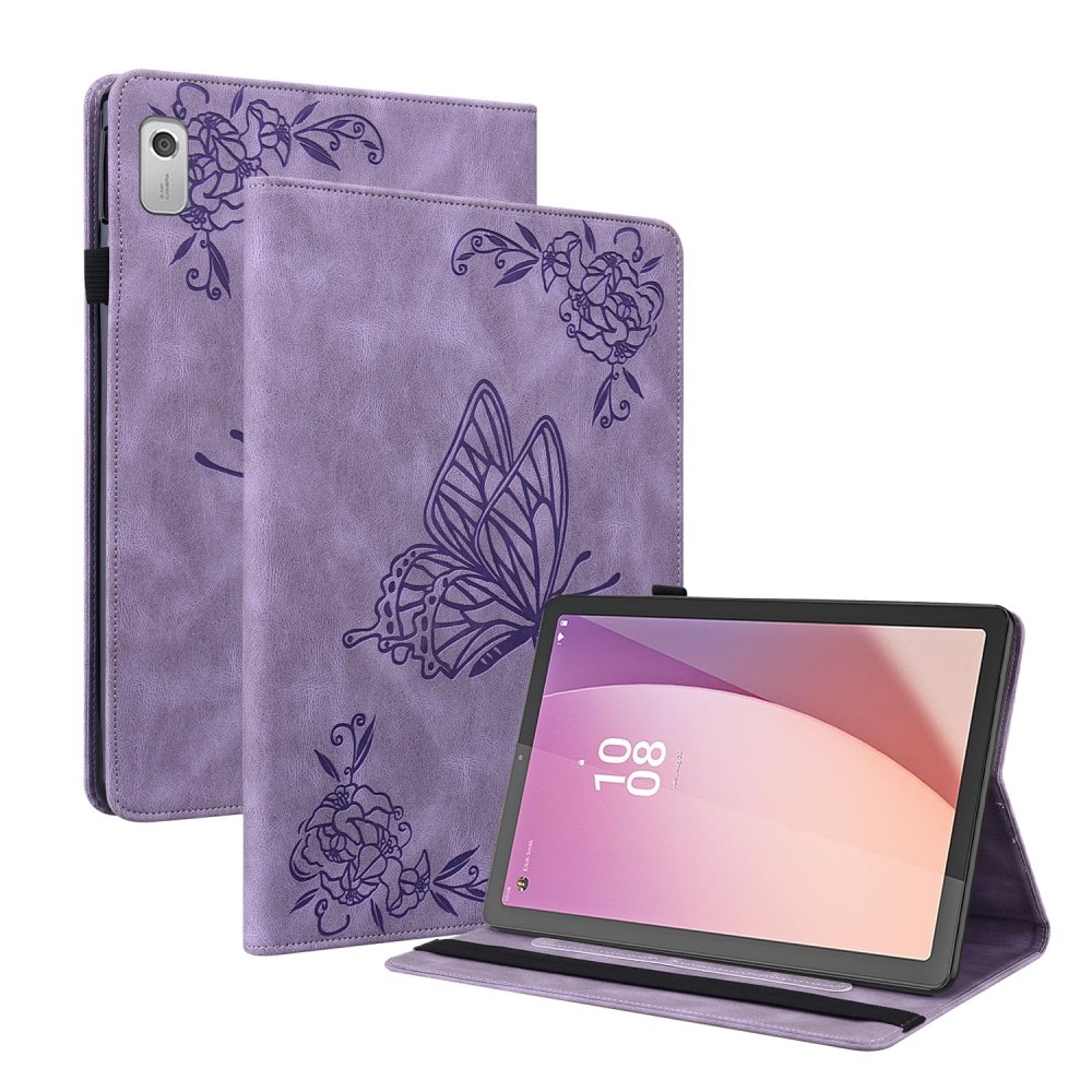 Lenovo Tab M9 Fodral med fjärilar, Lila