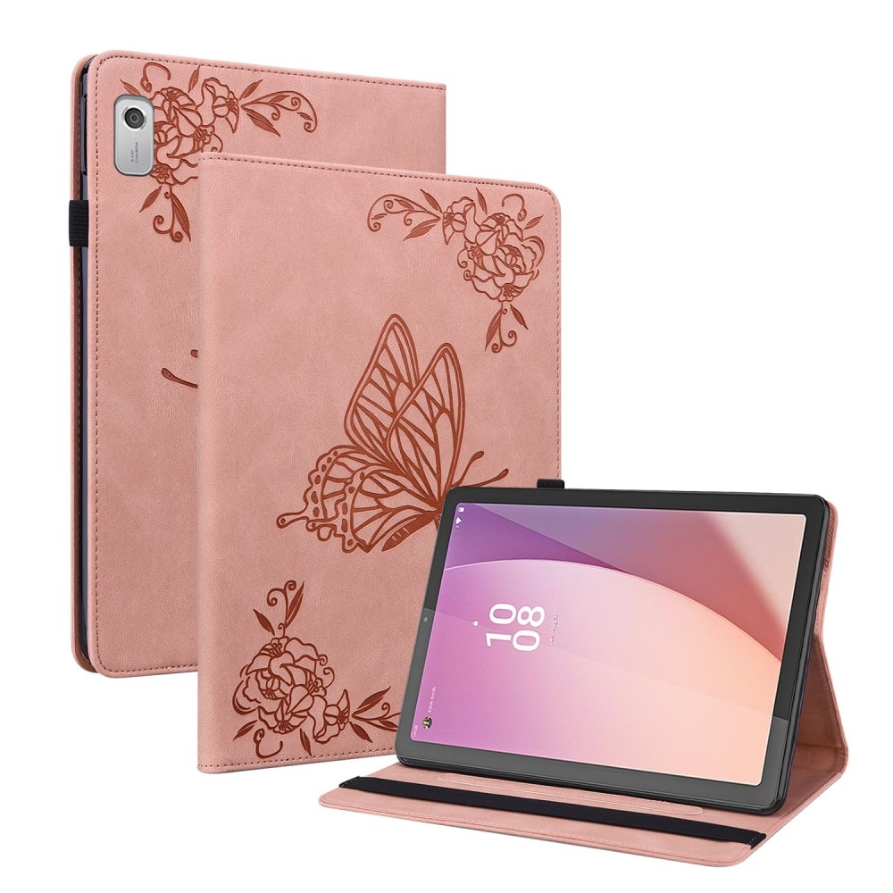 Lenovo Tab M9 rosa Fodral med fjärilar, rosa