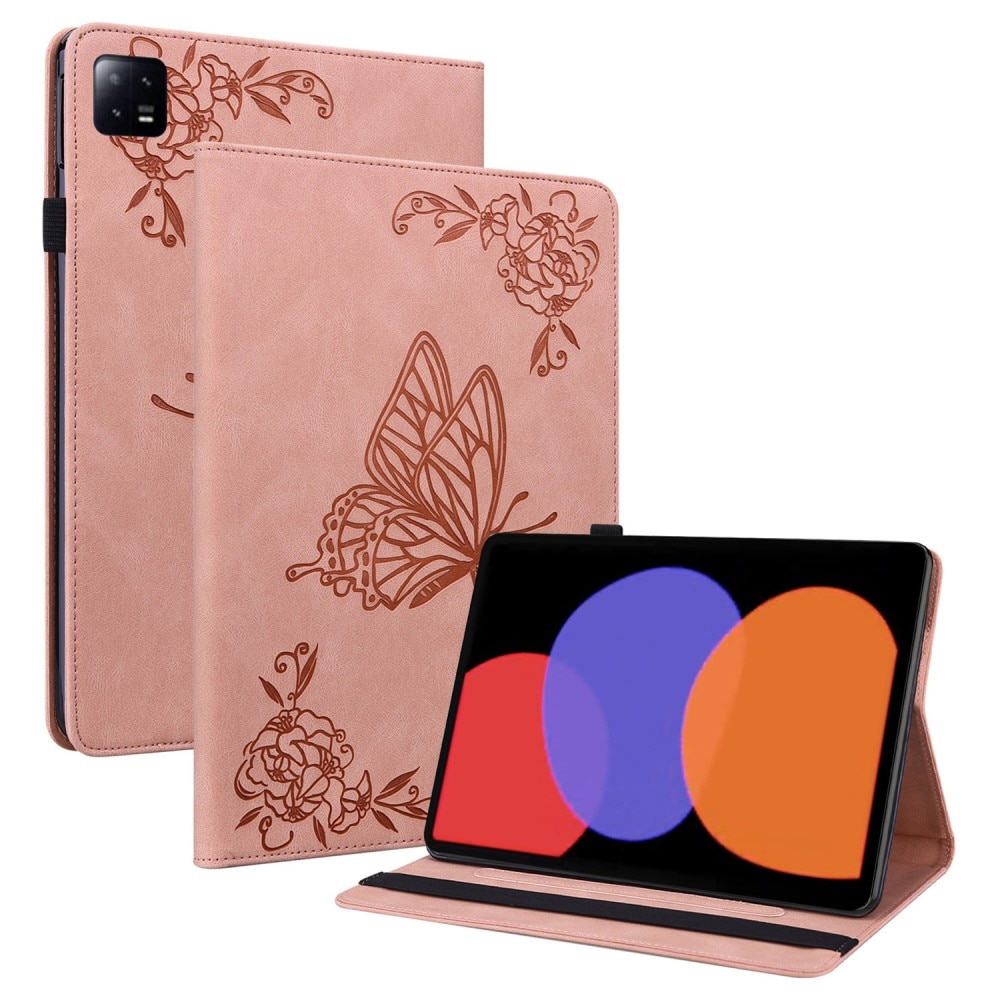 Xiaomi Pad 6 Pro rosa Fodral med fjärilar, rosa