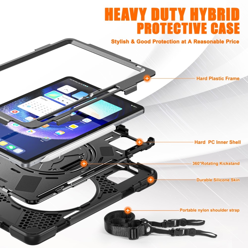 Xiaomi Pad 6 Pro Tufft hybridskal med axelrem Svart