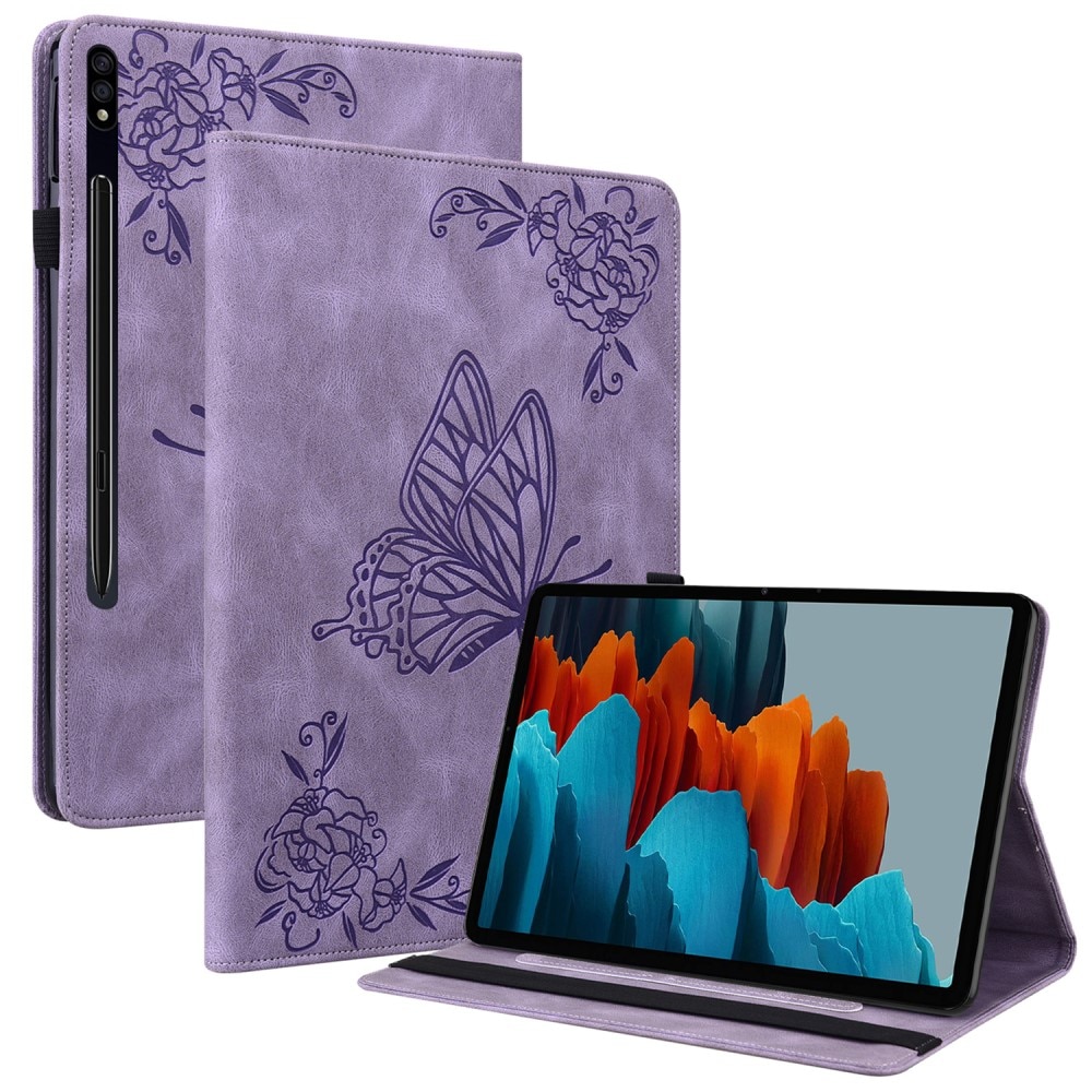 Samsung Galaxy Tab S9 FE lila Fodral med fjärilar, lila
