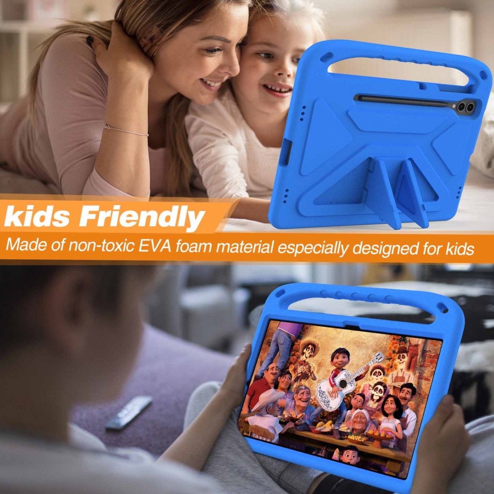 Samsung Galaxy Tab S7 Plus Stöttåligt skal/fodral med handtag - Perfekt för barn, blå