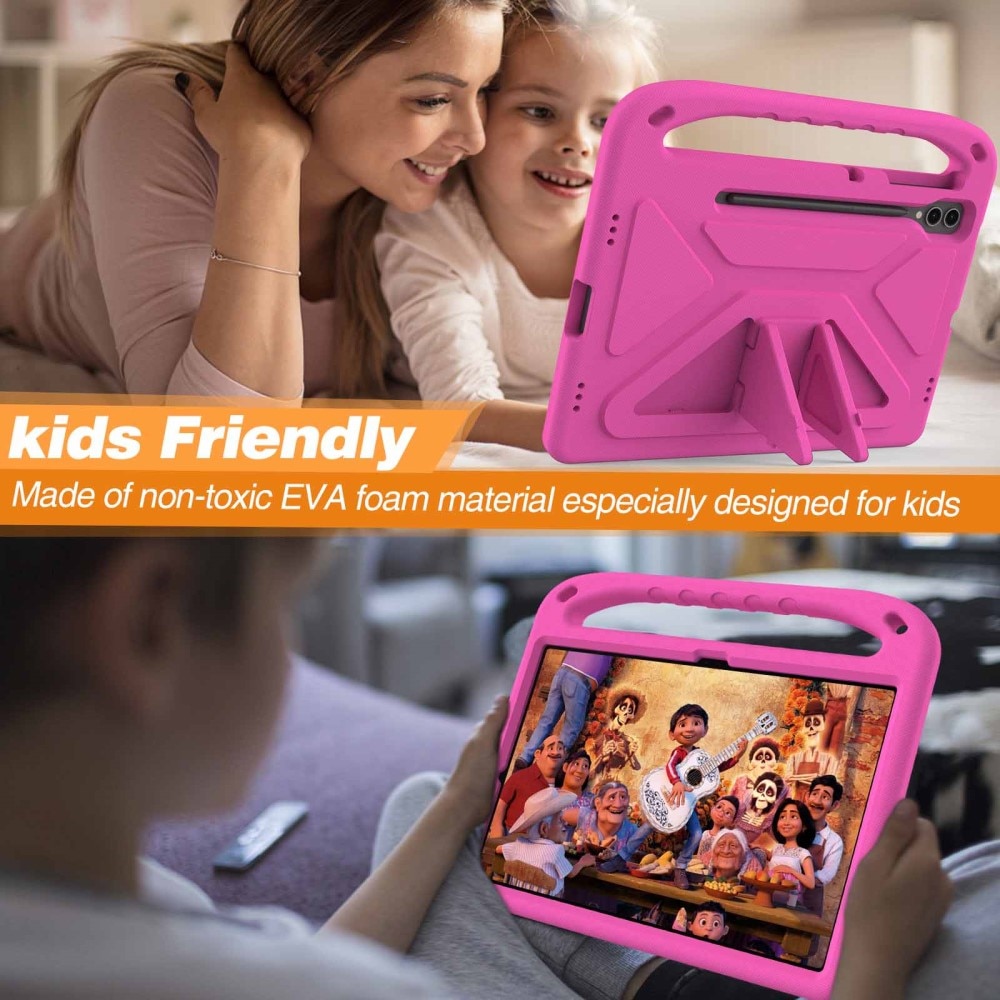 Samsung Galaxy Tab S8 Plus Stöttåligt skal/fodral med handtag - Perfekt för barn, rosa
