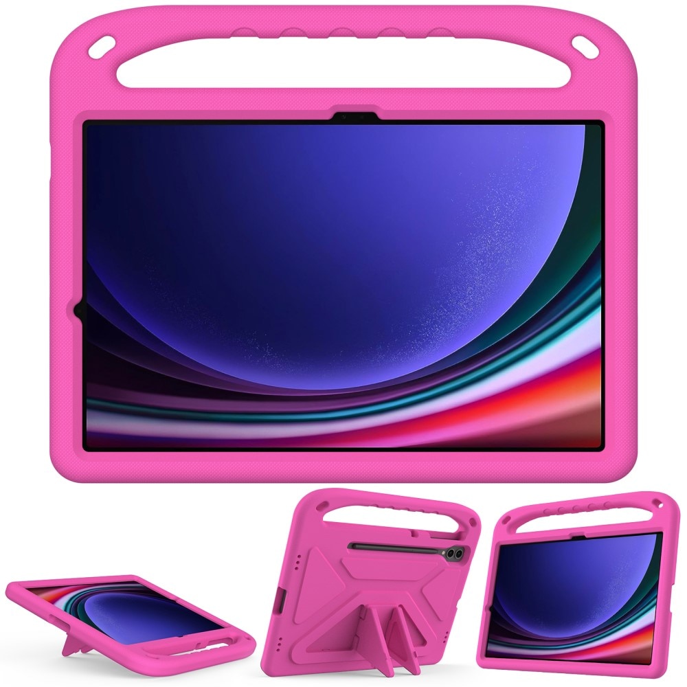 Samsung Galaxy Tab S9 Plus Stöttåligt skal/fodral med handtag - Perfekt för barn, rosa