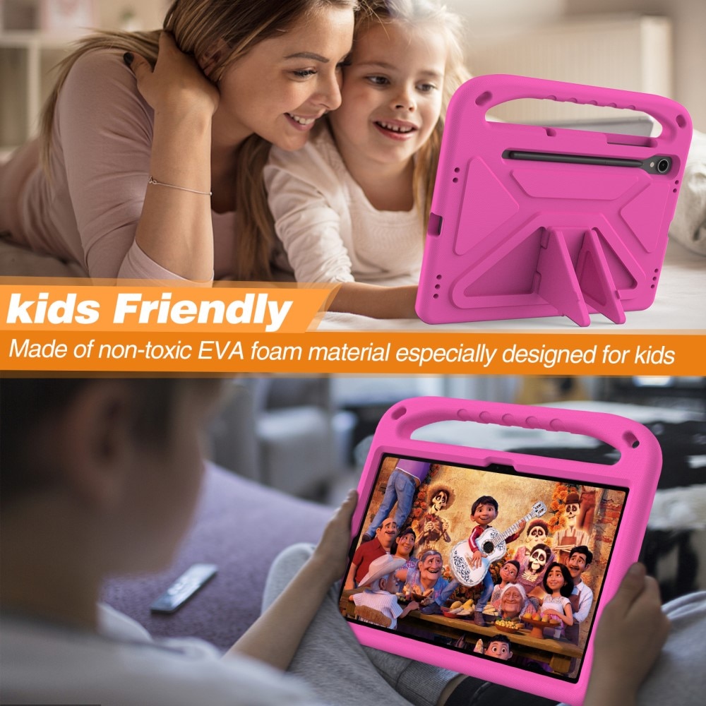 Samsung Galaxy Tab S9 Stöttåligt skal/fodral med handtag - Perfekt för barn, rosa