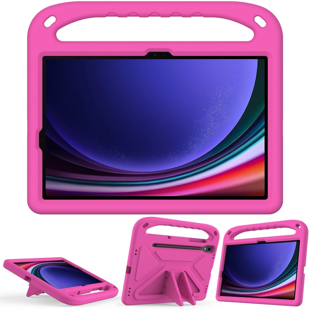 Samsung Galaxy Tab S9 Stöttåligt skal/fodral med handtag - Perfekt för barn, rosa