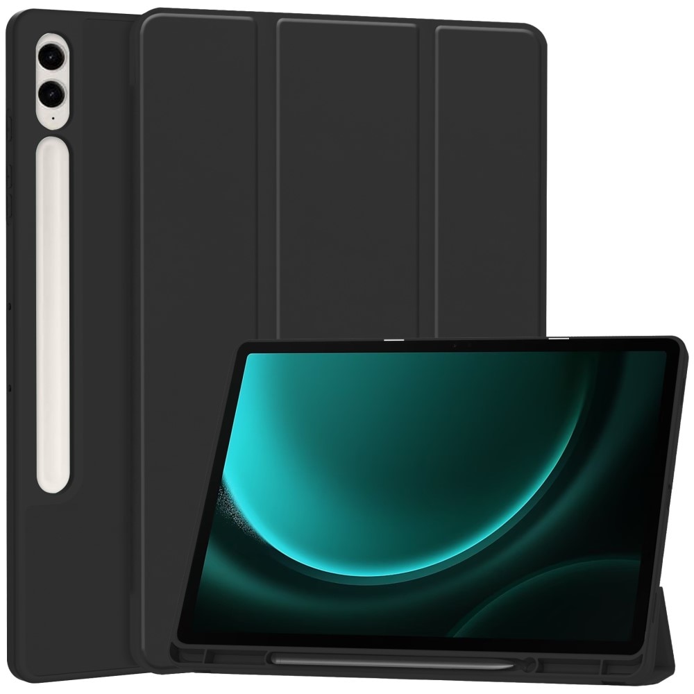 Samsung Galaxy Tab S9 FE Plus Tri-fold Fodral med pennhållare, svart