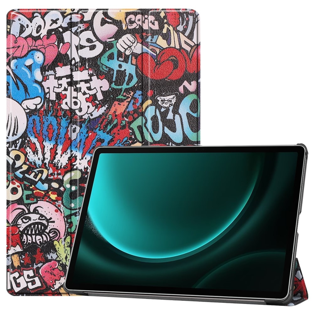 Samsung Galaxy Tab S9 FE Plus Tri-Fold Fodral, Flerfärgad/Mönster