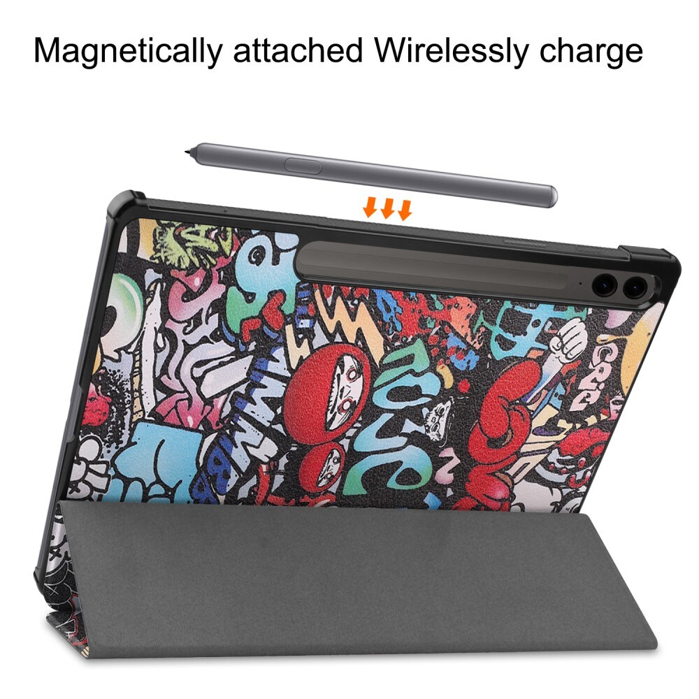 Samsung Galaxy Tab S9 FE Plus Tri-Fold Fodral, Flerfärgad/Mönster