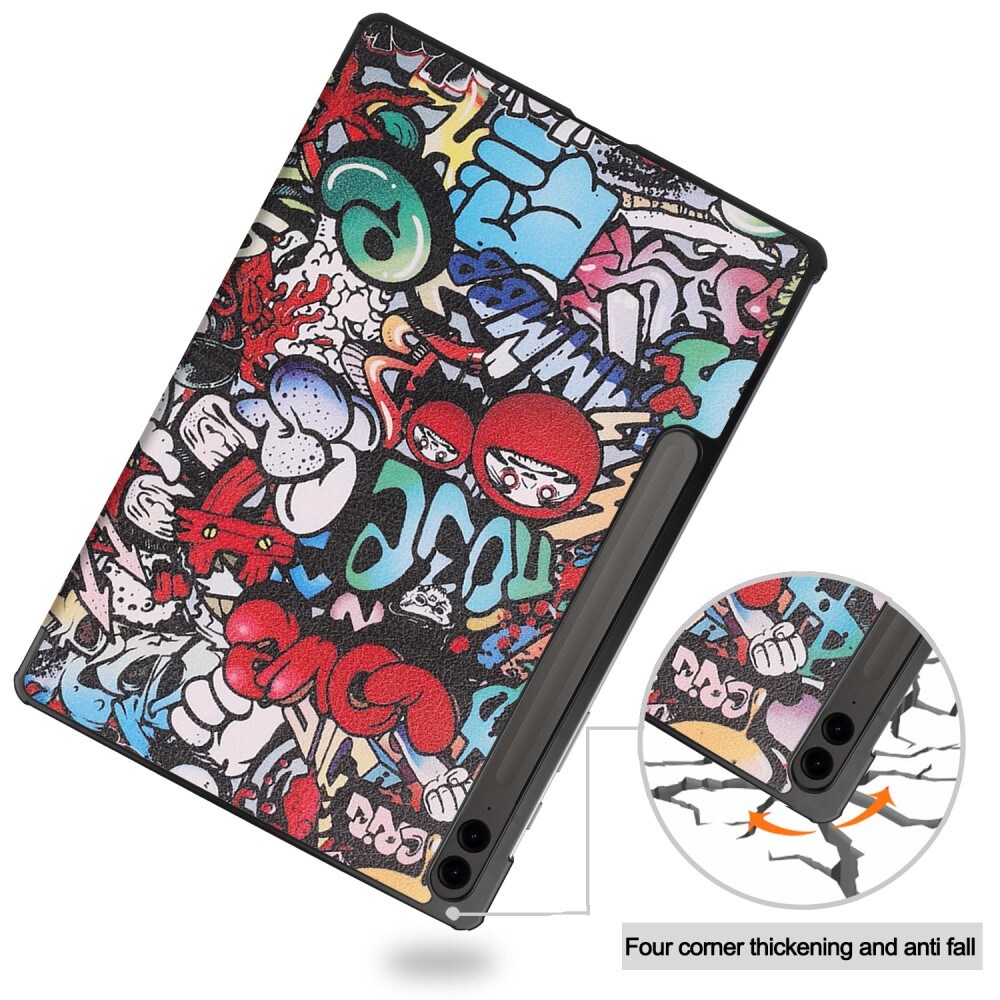 Samsung Galaxy Tab S9 FE Plus Tri-Fold Fodral, Flerfärgad/Mönster